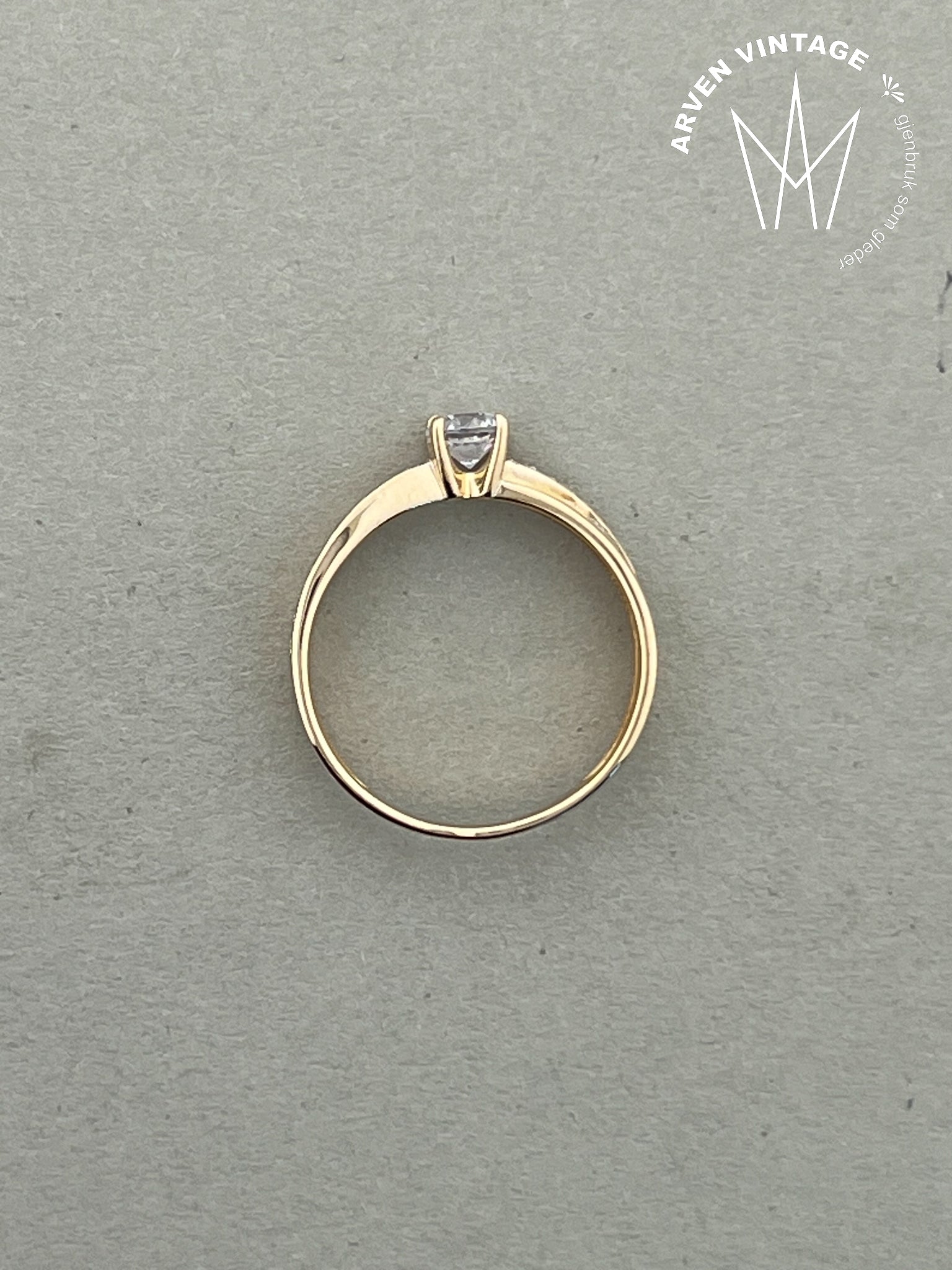 Vintage ring gult gull str54 blanke stener