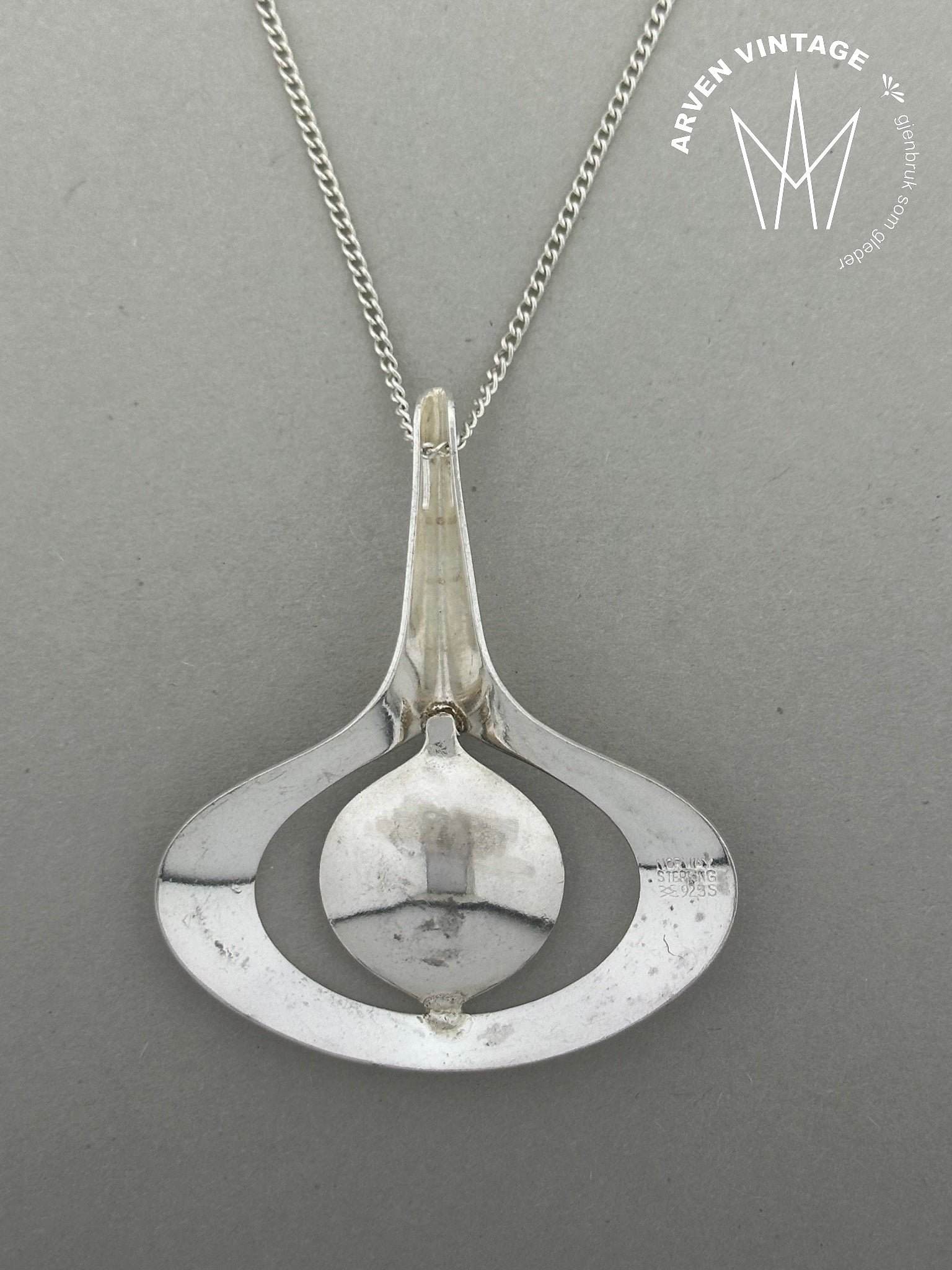 Vintage sølv emaljeanheng Aksel Holmsen