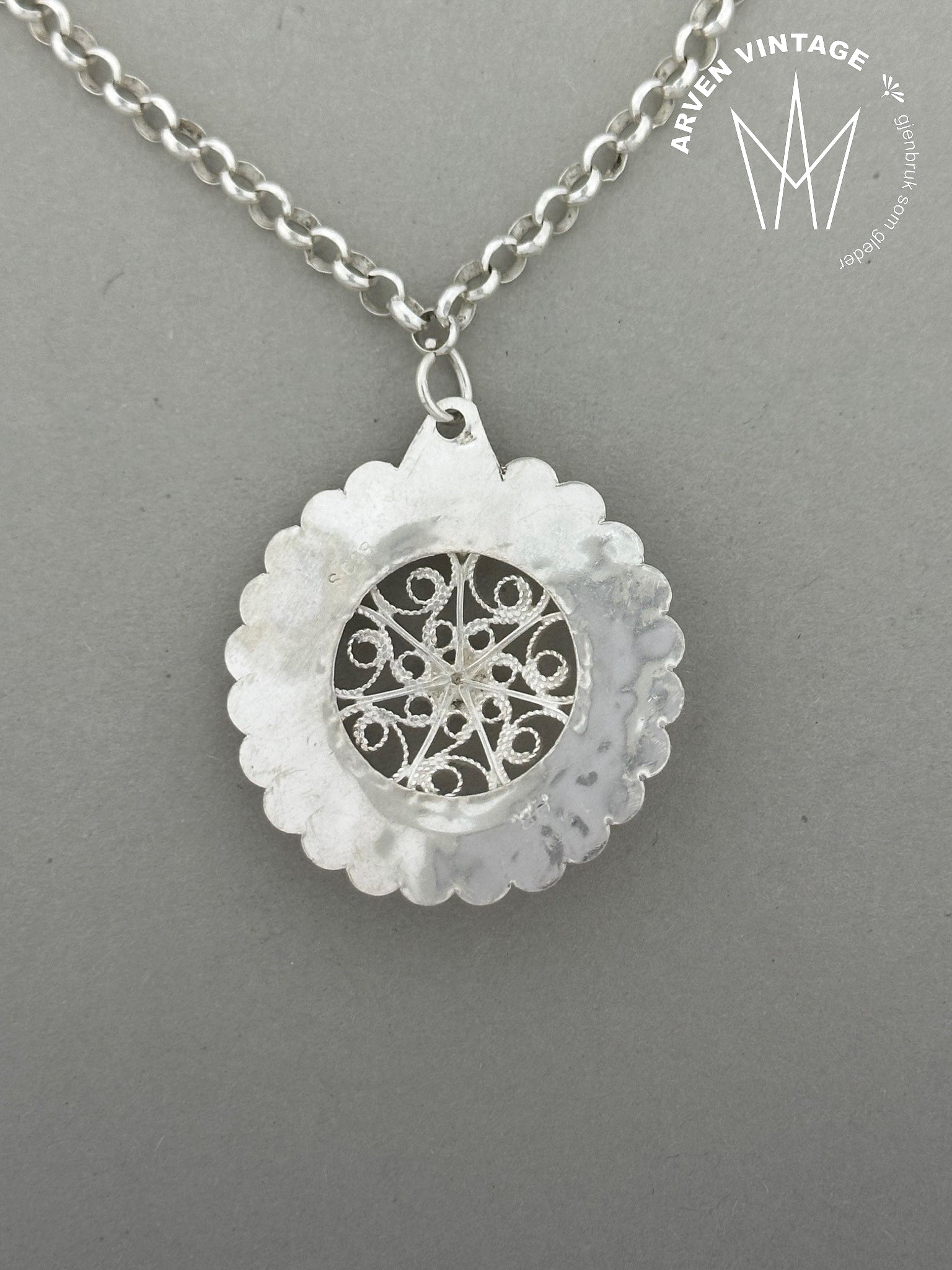 Vintage sølv filigrananheng