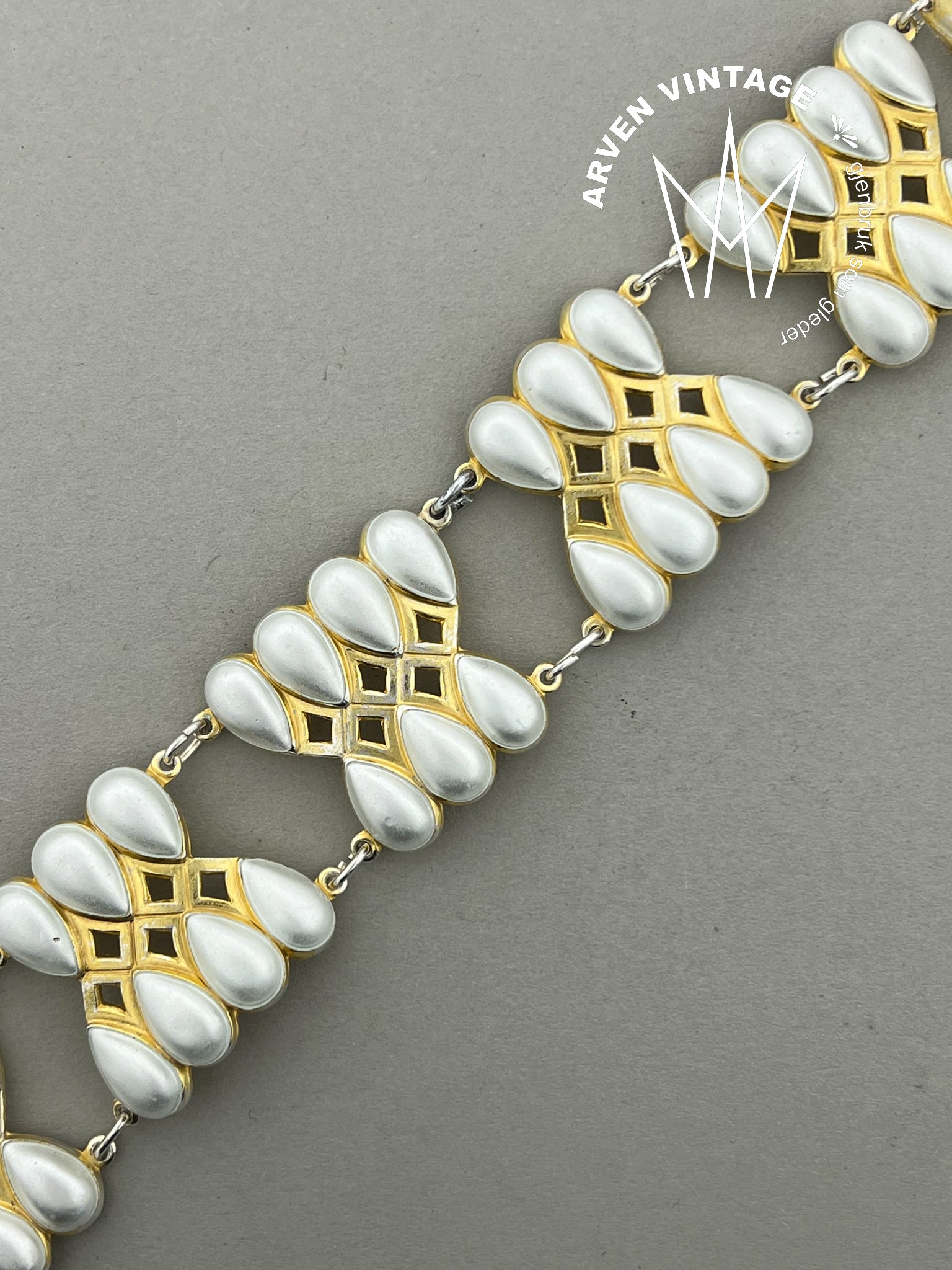 Vintage forgylt sølv emalje armbånd