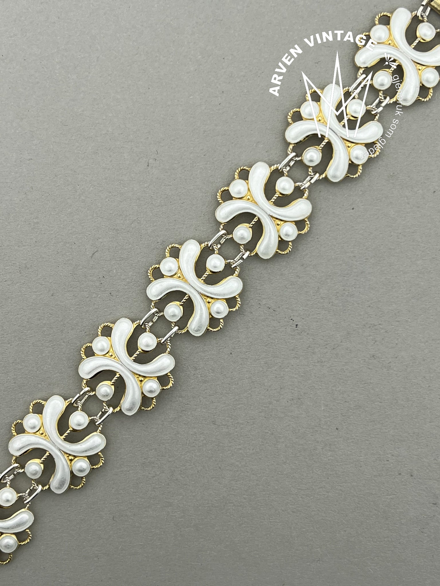 Vintage forgylt sølv emalje armbånd
