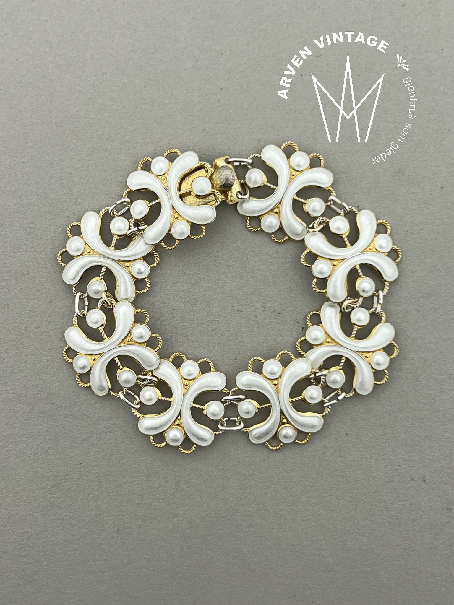 Vintage forgylt sølv emalje armbånd