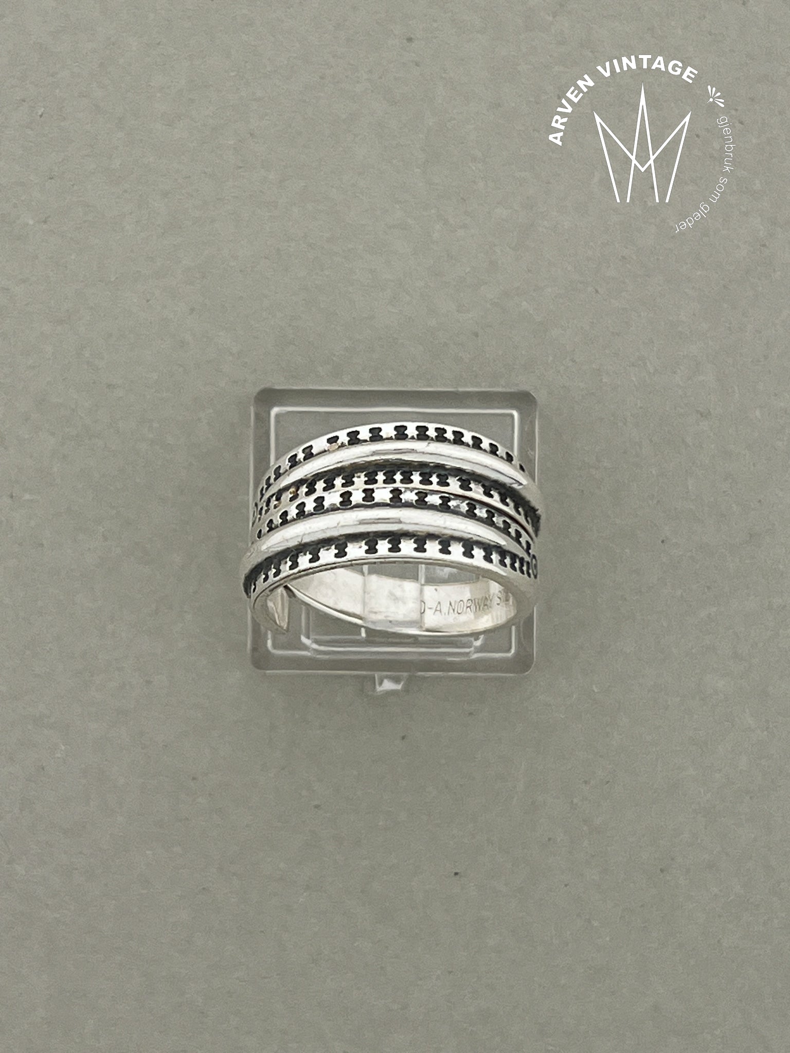 Vintage sølv D-A Saga ring str53