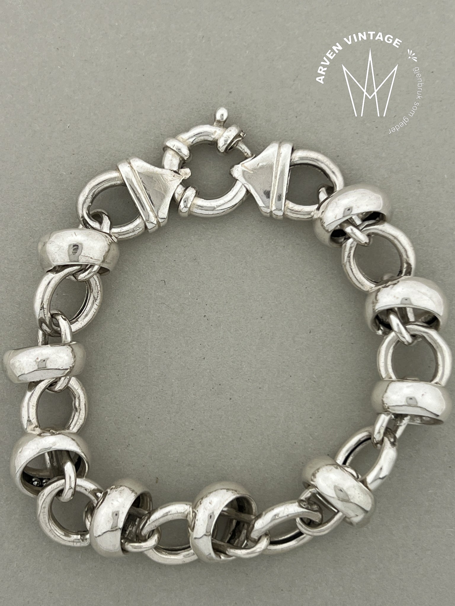 Vintage sølv armbånd 20cm