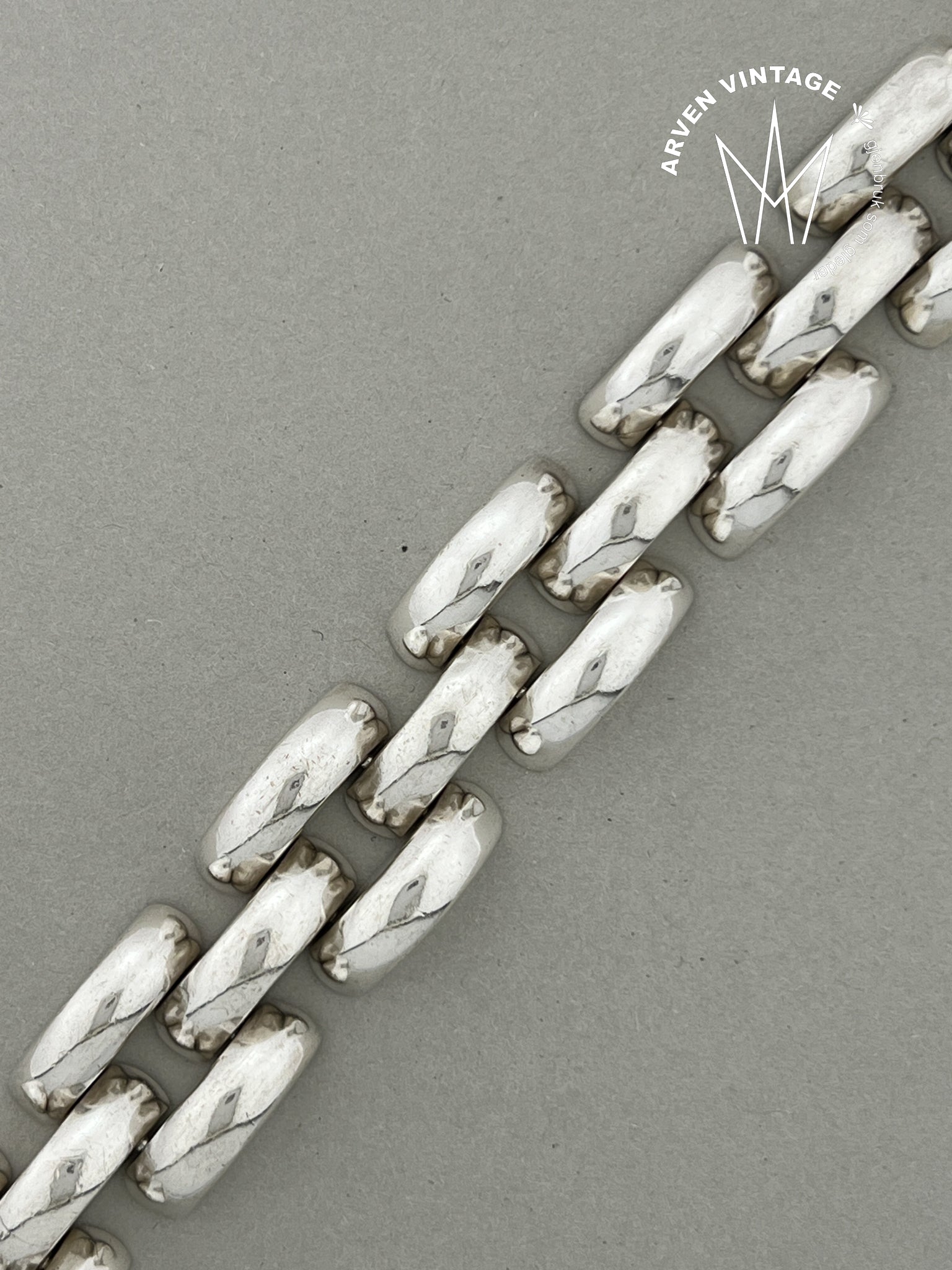 Vintage sølv armbånd 20cm