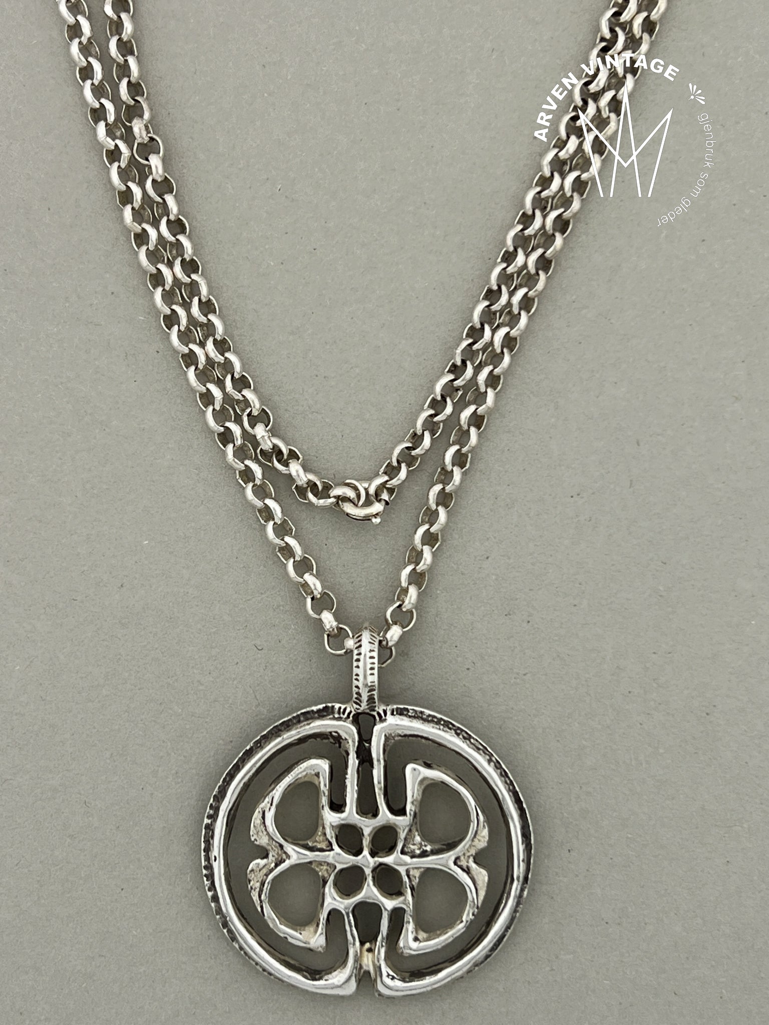 Vintage sølv halssmykke 65cm