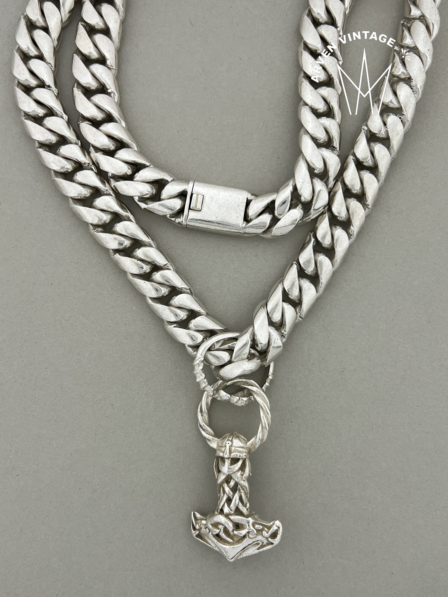 Vintage sølv halssmykke 50cm