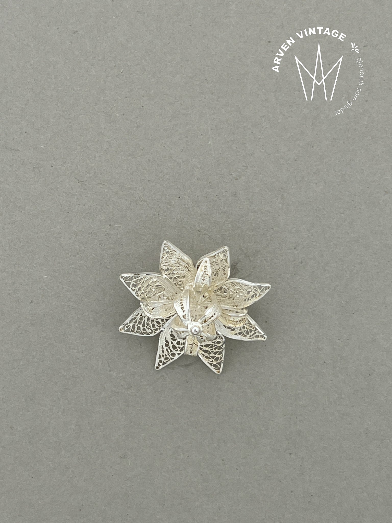 Vintage sølv filigranbrosje