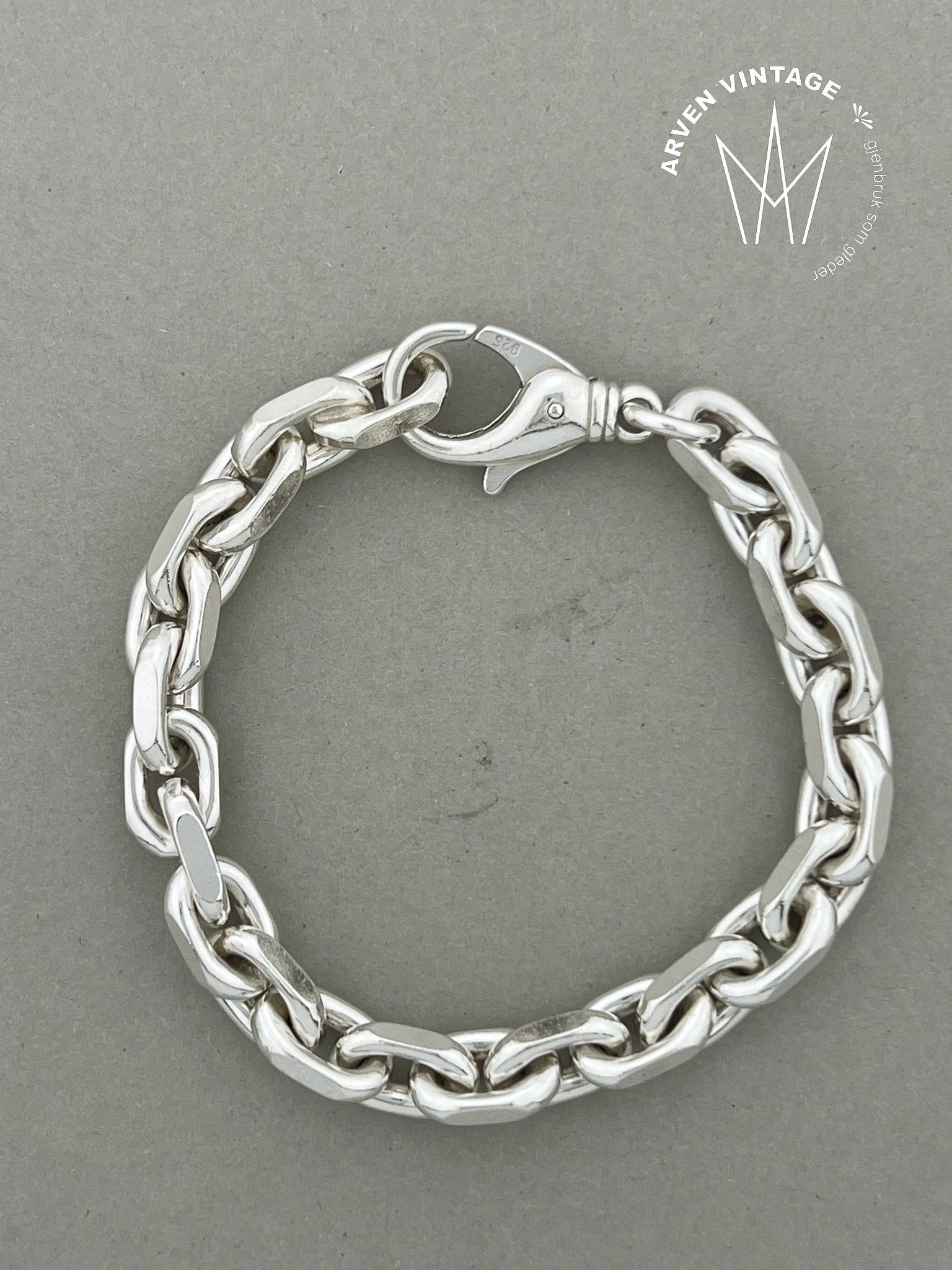 Vintage sølvarmbånd 19,5cm