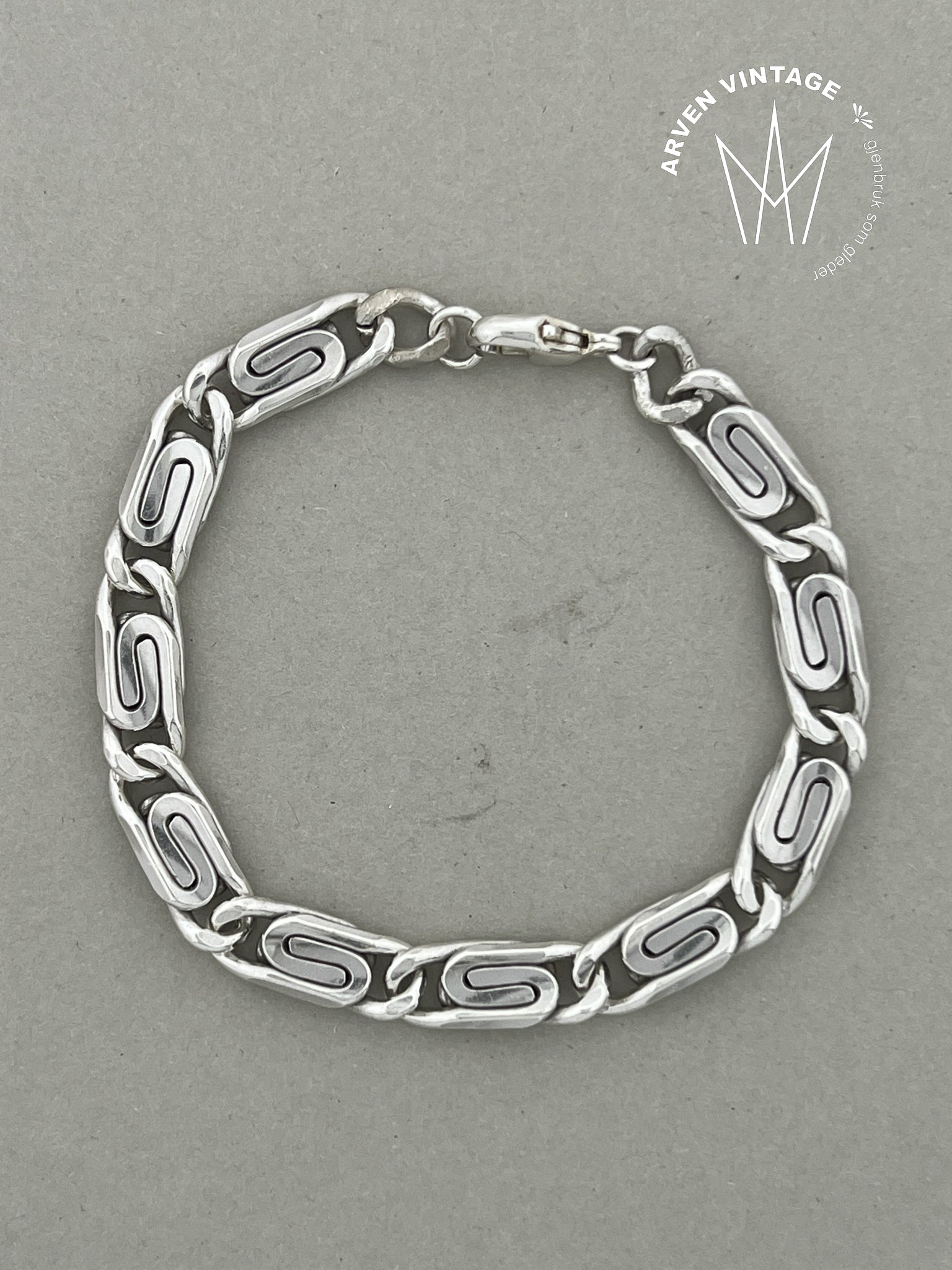 Vintage sølv armbånd 19cm