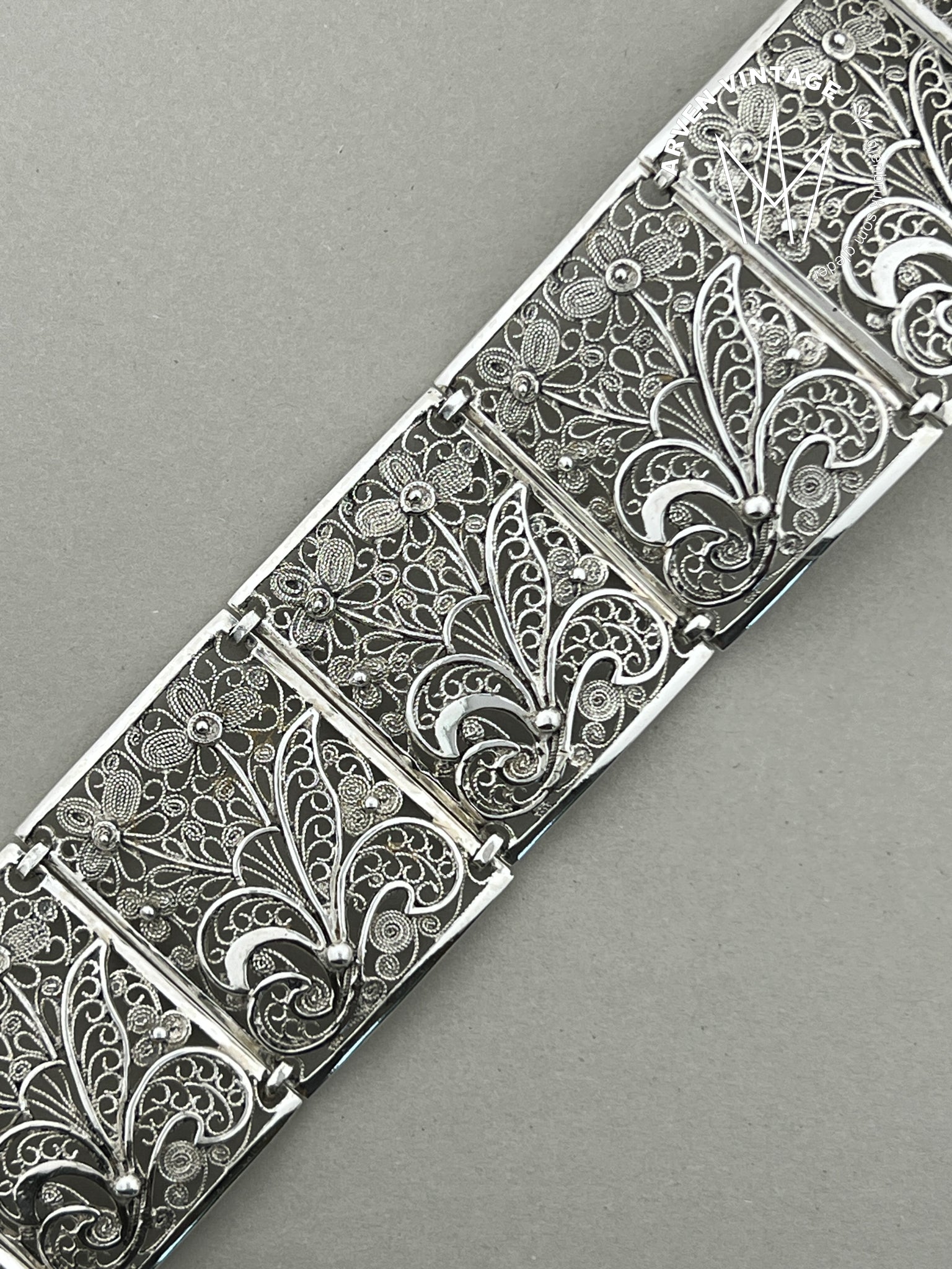 Vintage sølv filigranarmbånd 18cm