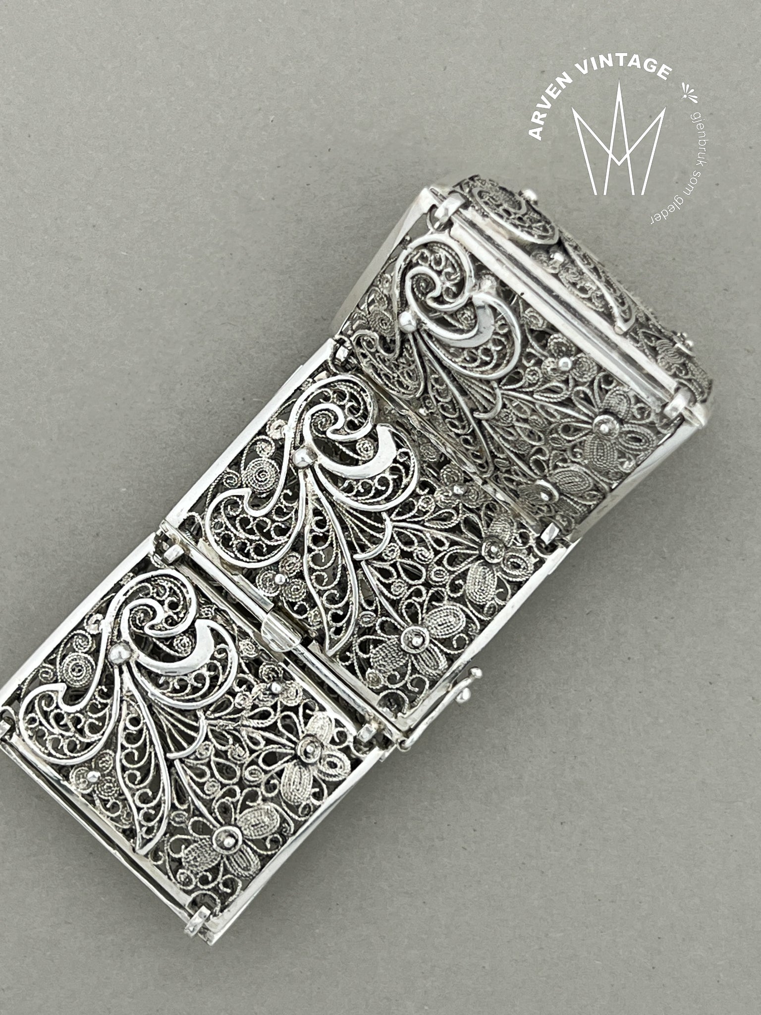 Vintage sølv filigranarmbånd 18cm