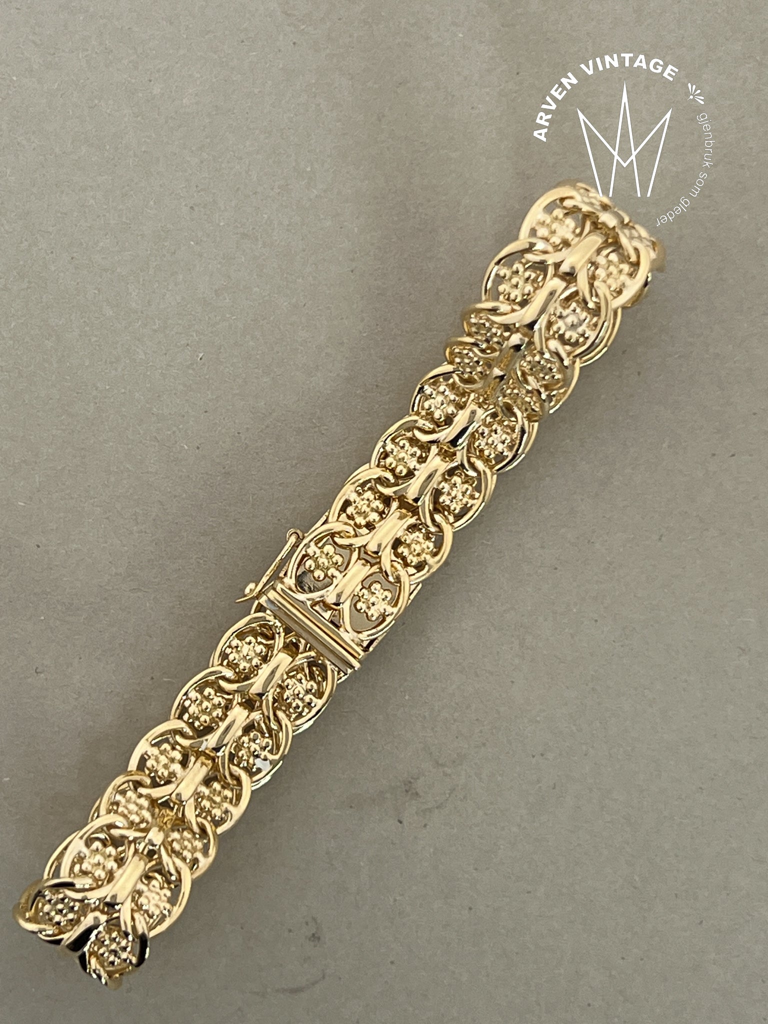 Vintage armbånd gult gull 19cm