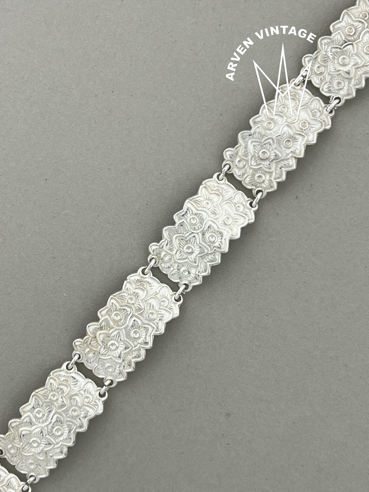 Vintage sølv armbånd 17,5cm