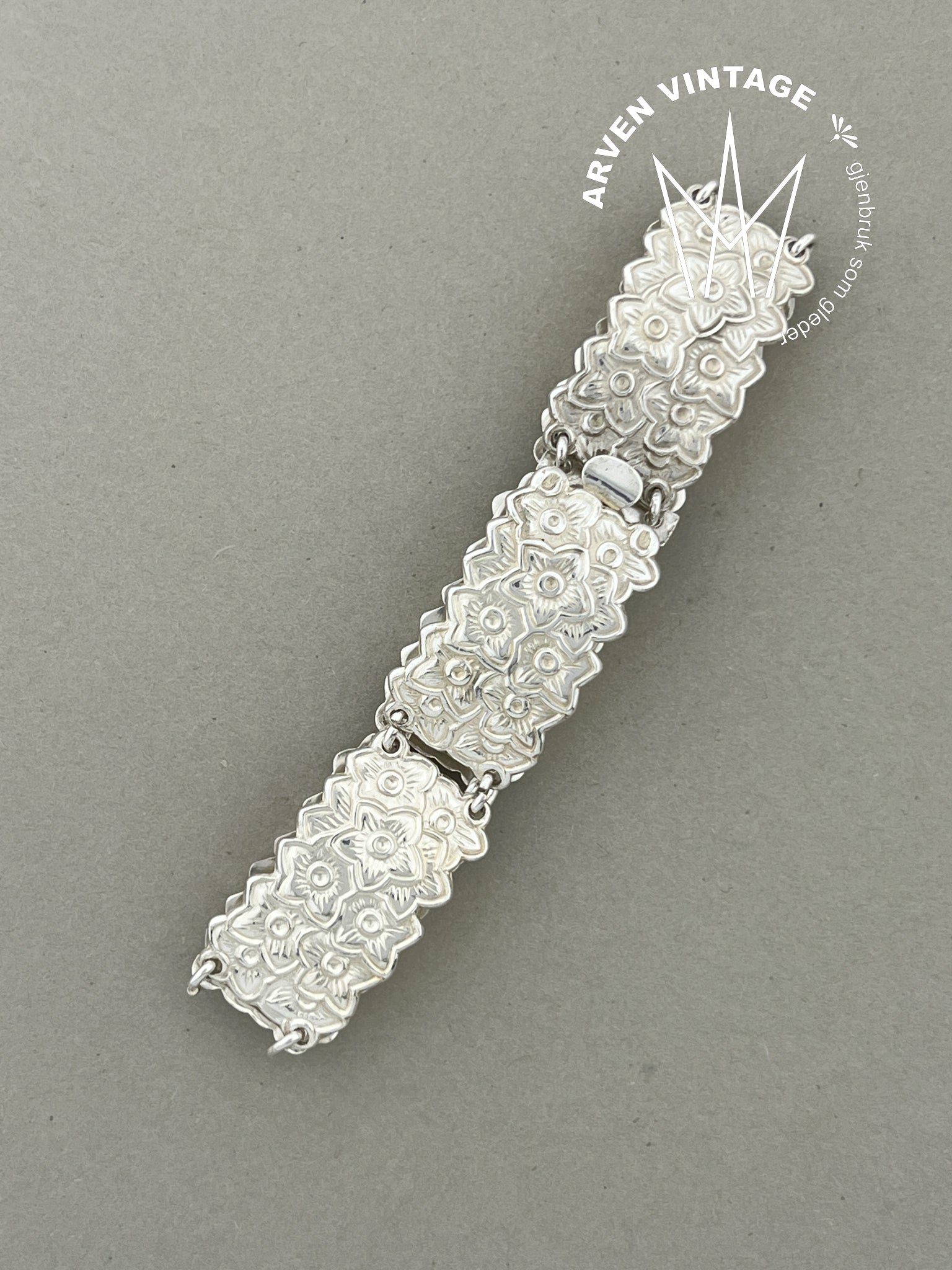 Vintage sølv armbånd 17,5cm