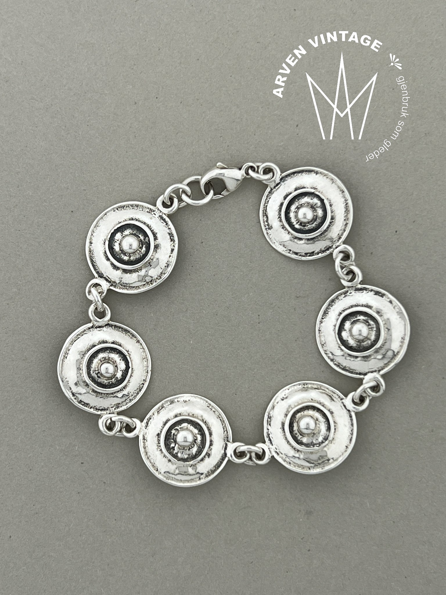 Vintage sølv armbånd 17cm