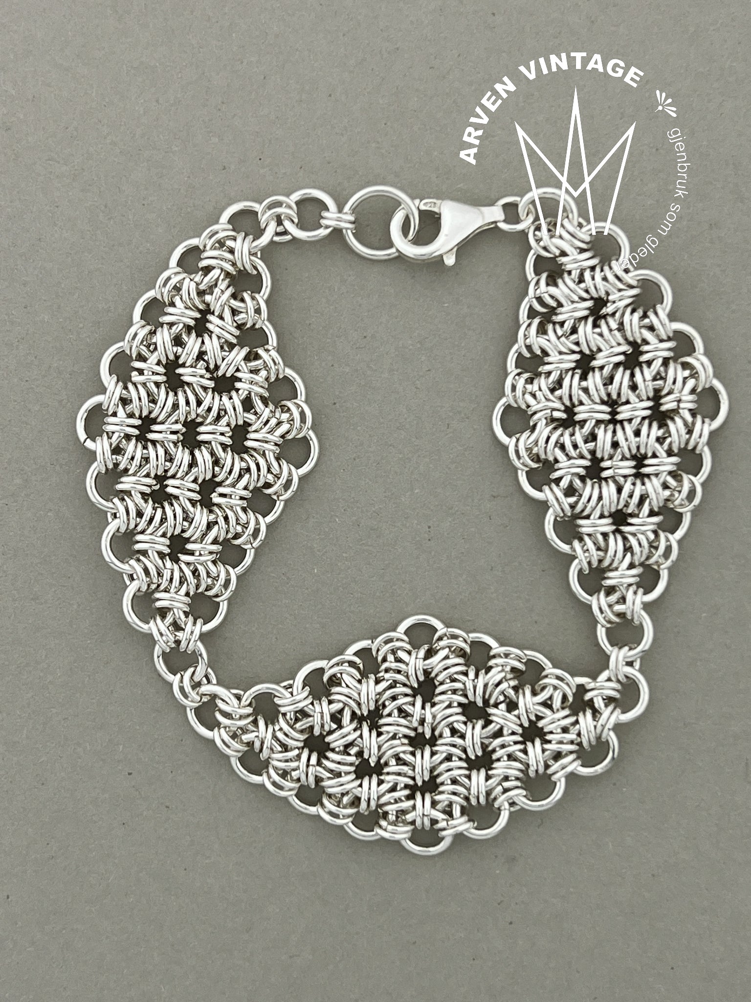 Vintage sølv armbånd 19cm