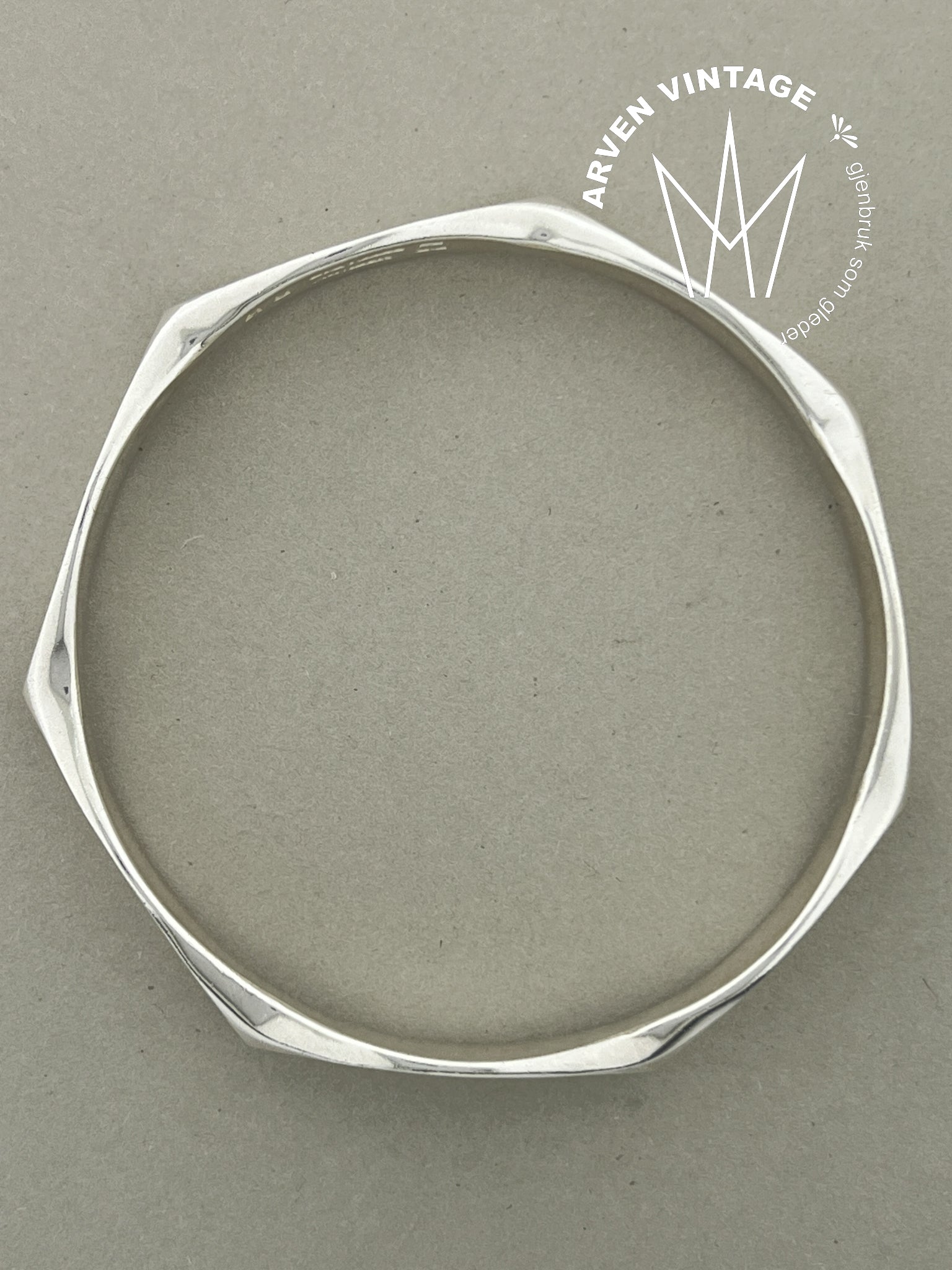 Vintage Ragnar Hansen sølv armring 21cm