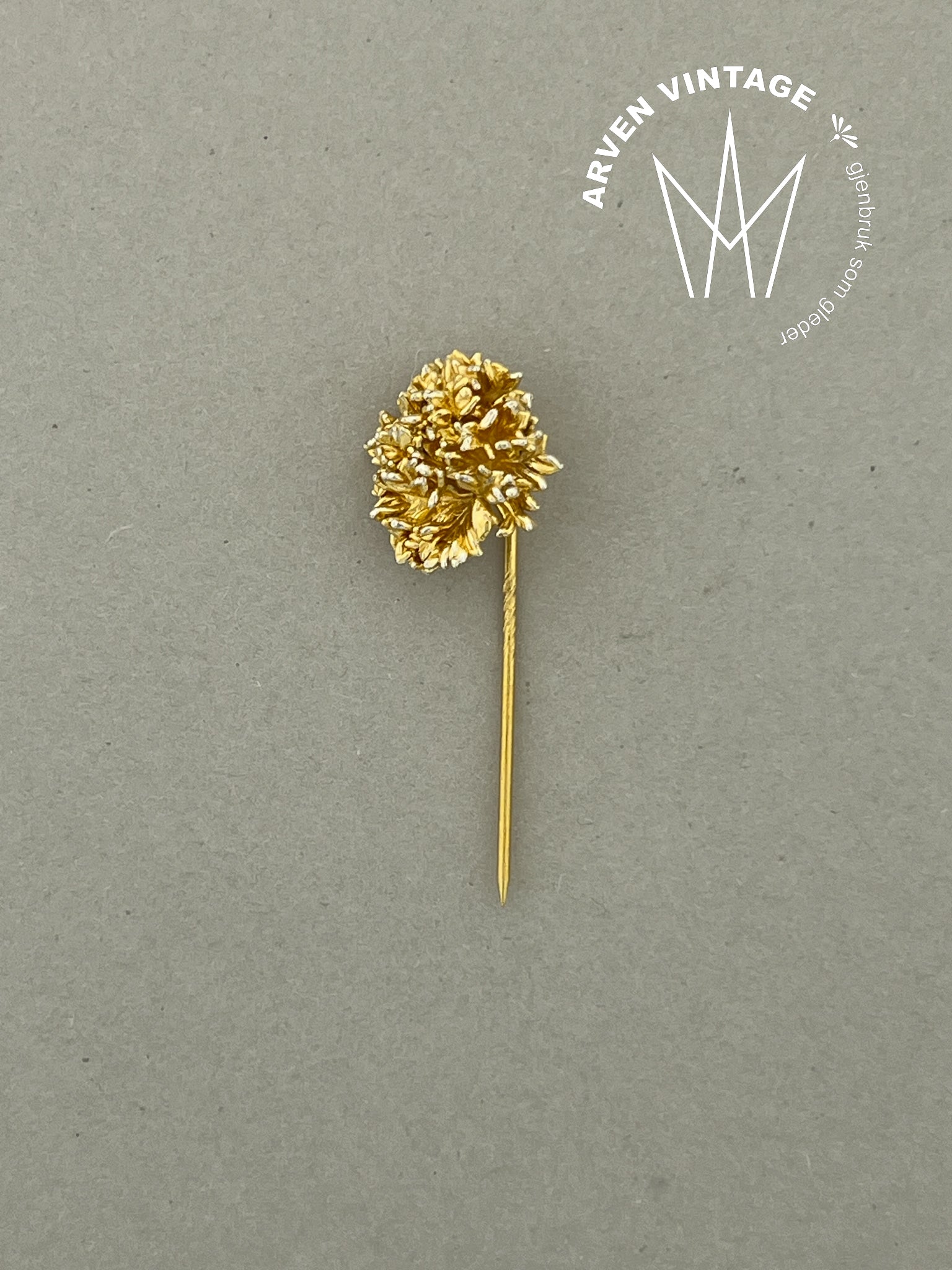 Vintage forgylt sølv Flora Danica nål