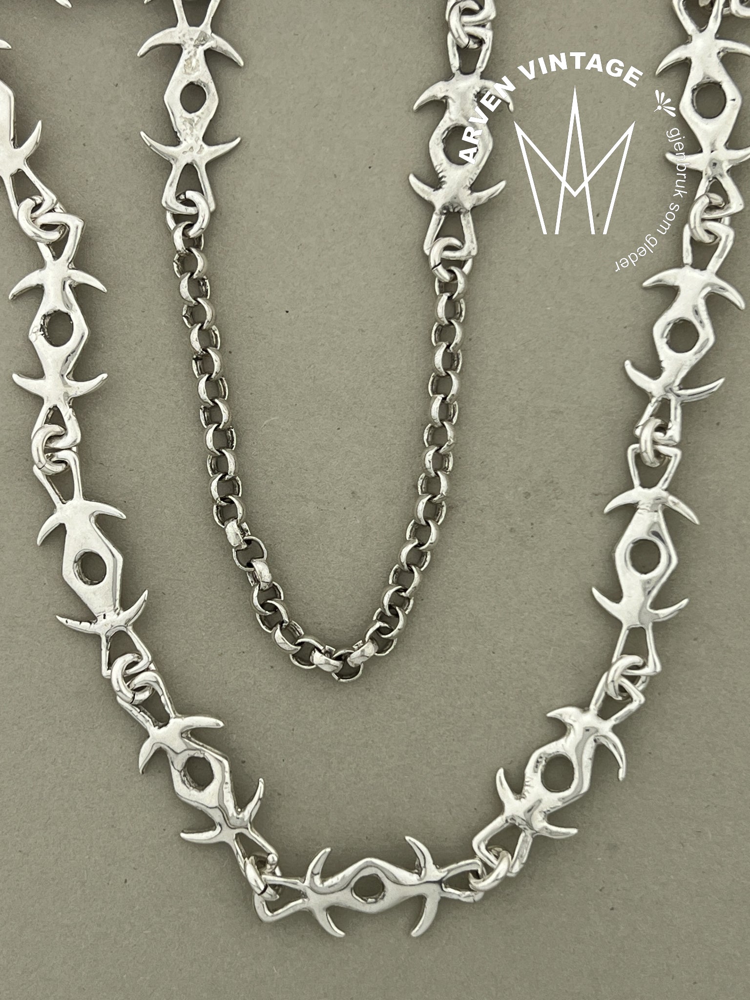 Vintage sølv halskjede 84cm