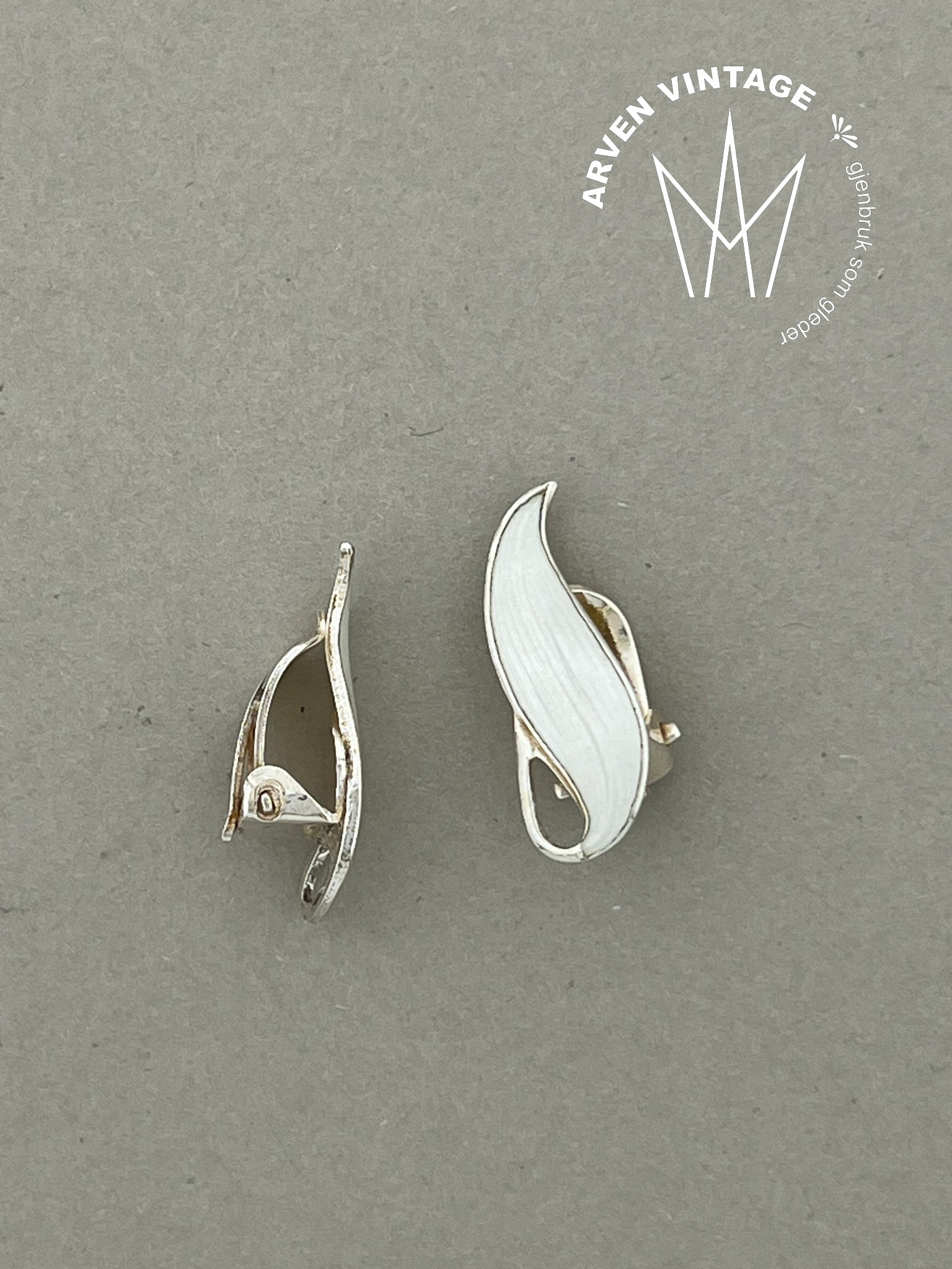 Vintage sølv emalje ørepynt