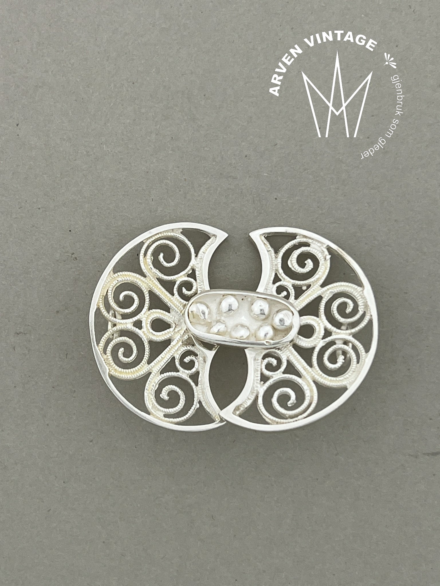 Vintage sølv beltespenne til skinnlist