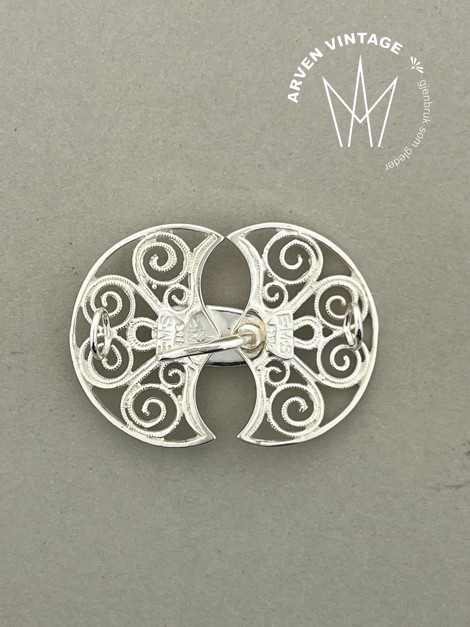 Vintage sølv beltespenne til skinnlist