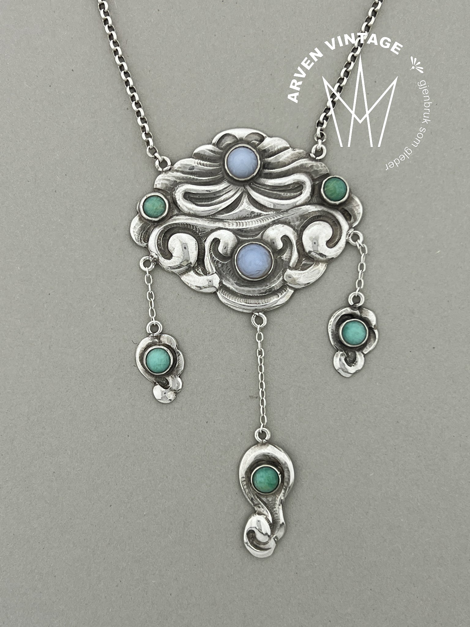 Vintage sølv jugend halssmykke