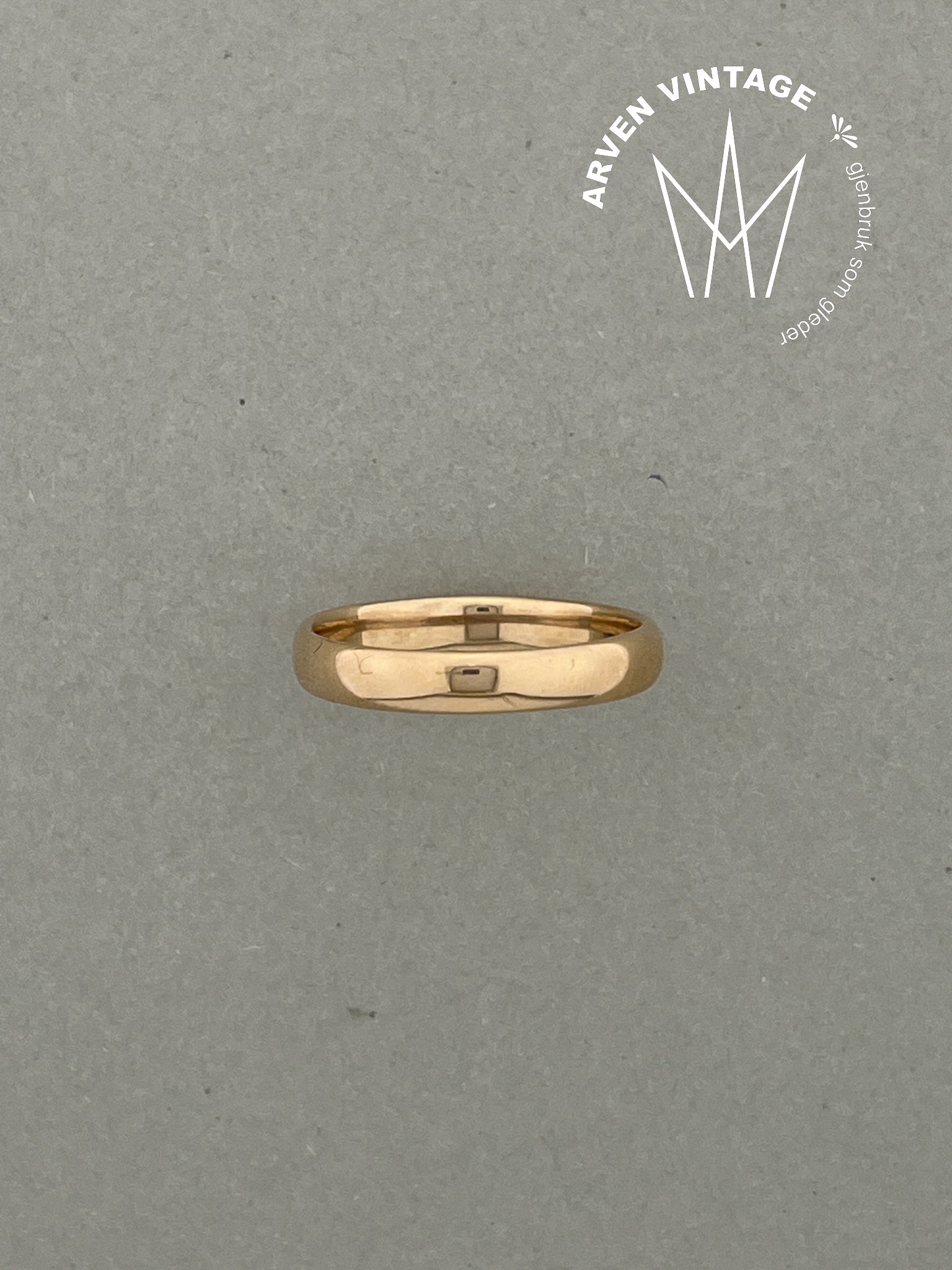 Vintage glatt ring gult gull str 64