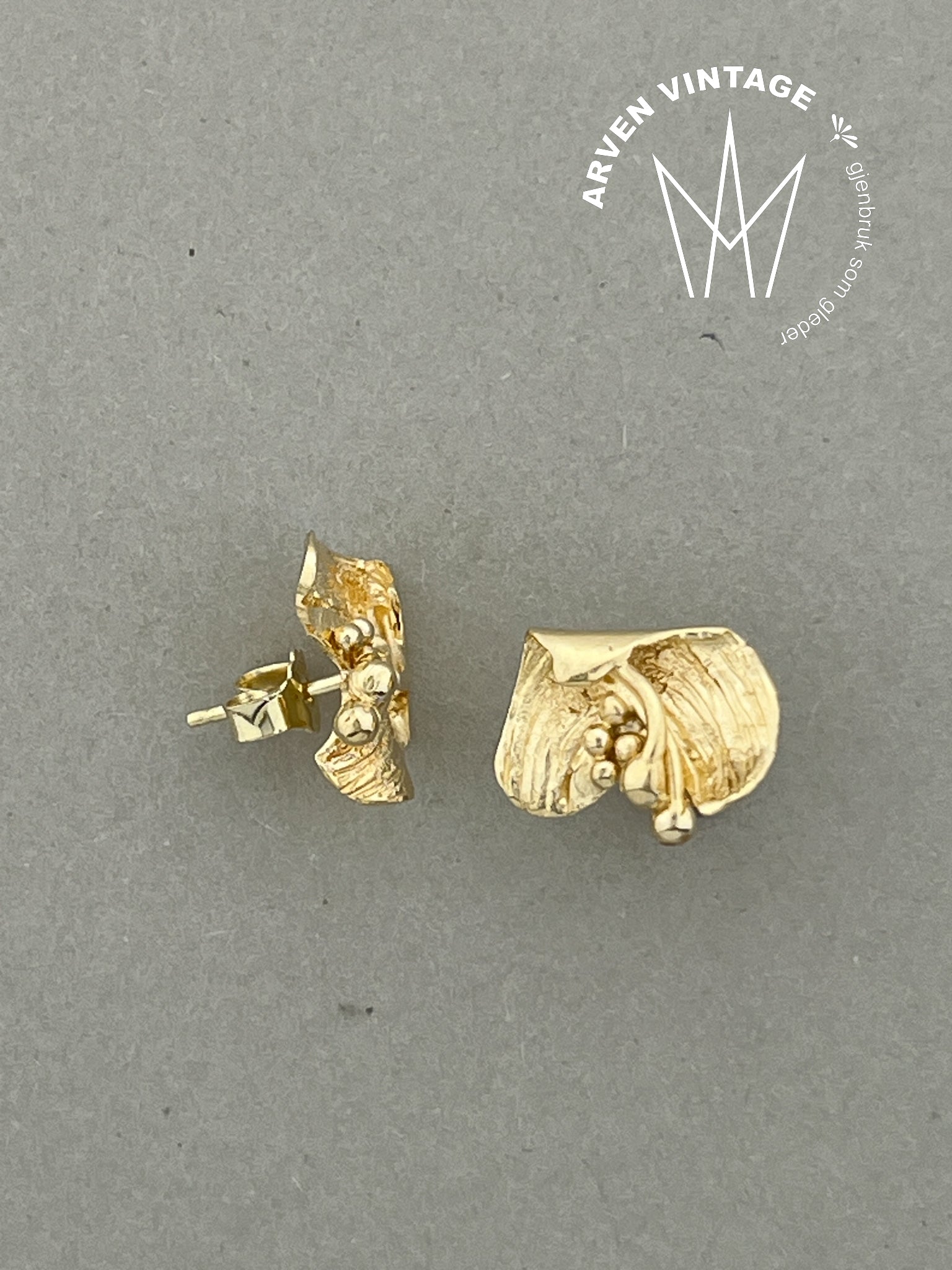 Vintage ørepynt gult gull