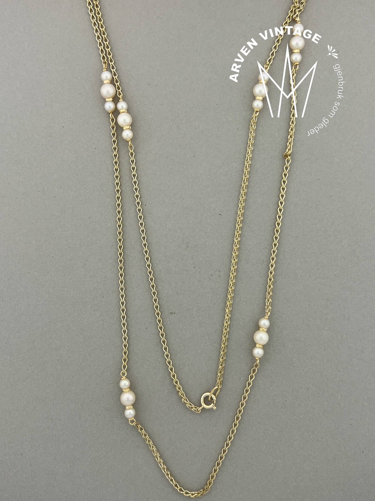 Vintage halskjede gult gull 80cm