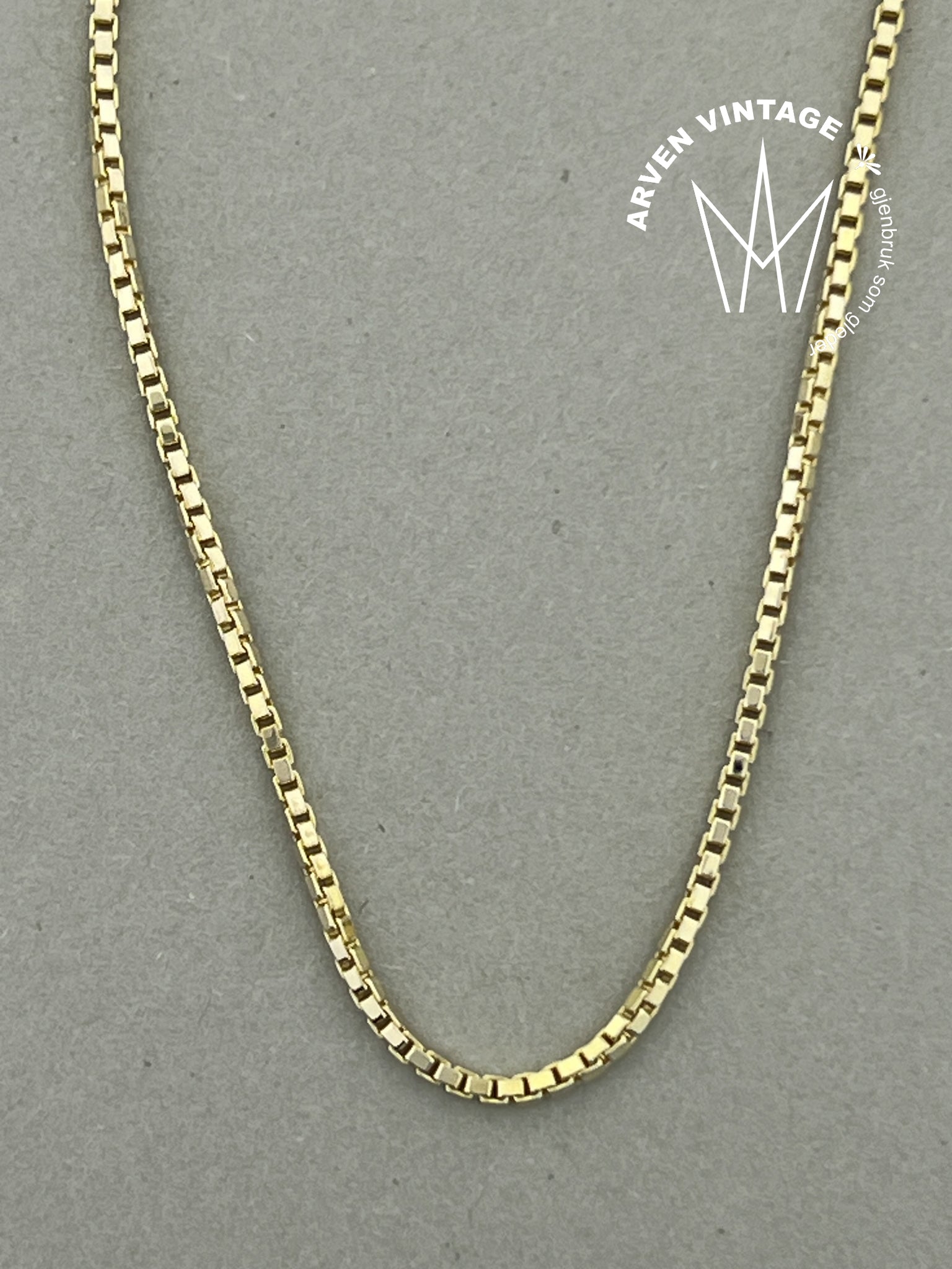 Vintage veneziansk halskjede gult gull 70cm