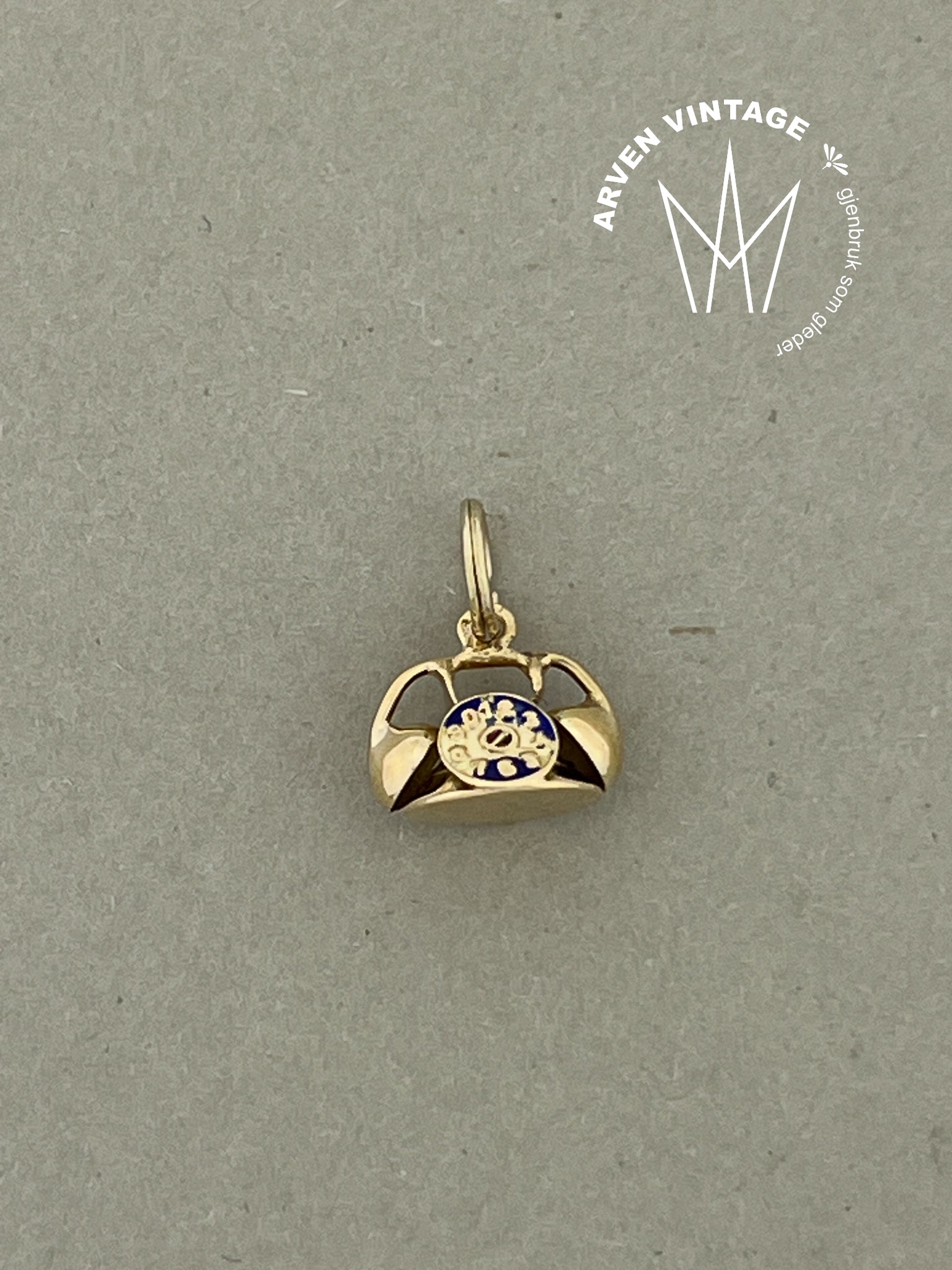 Vintage telefonanheng gult gull