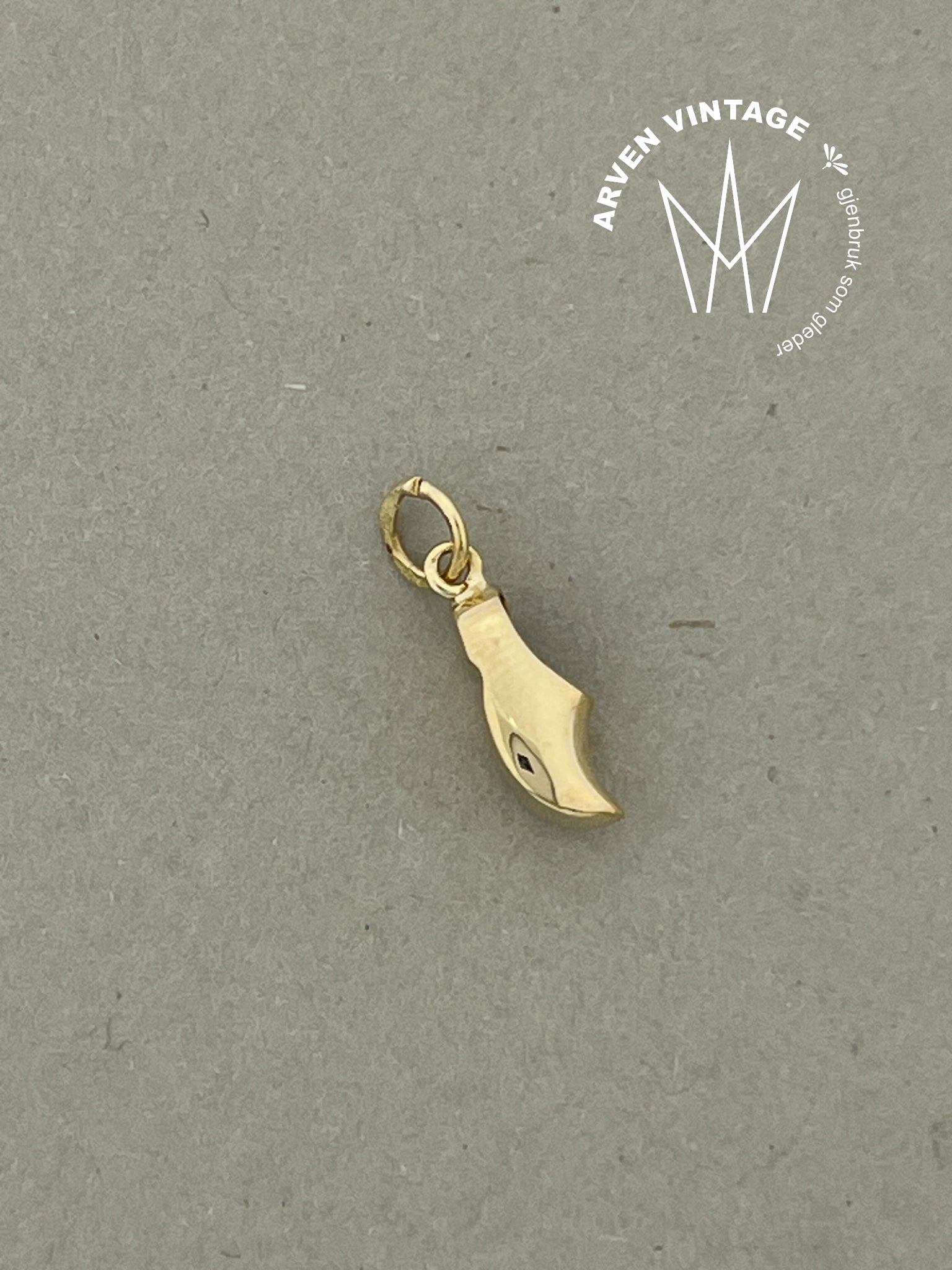 Vintage skoanheng gult gull