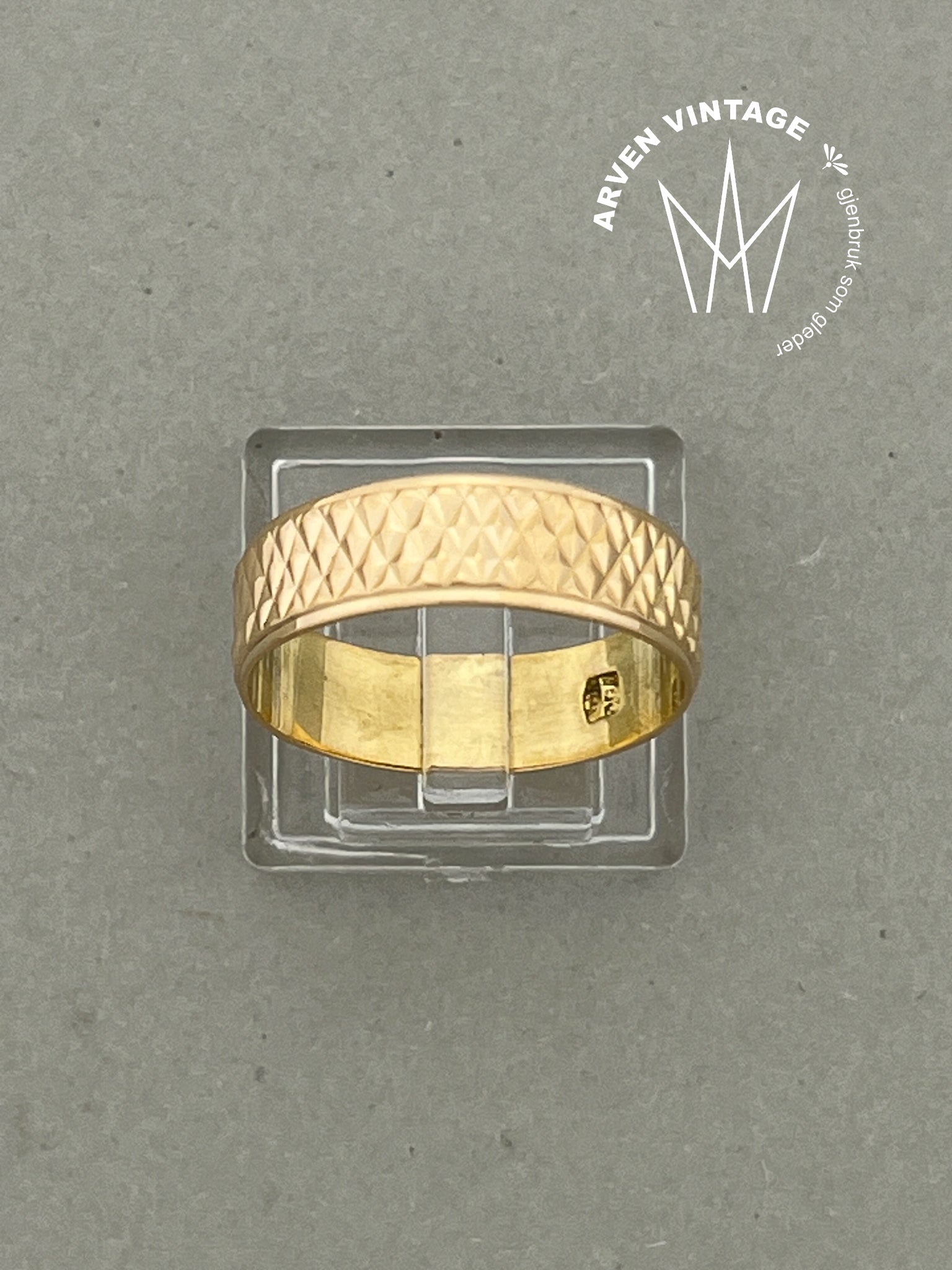 Vintage ring 18K gult gull str 61