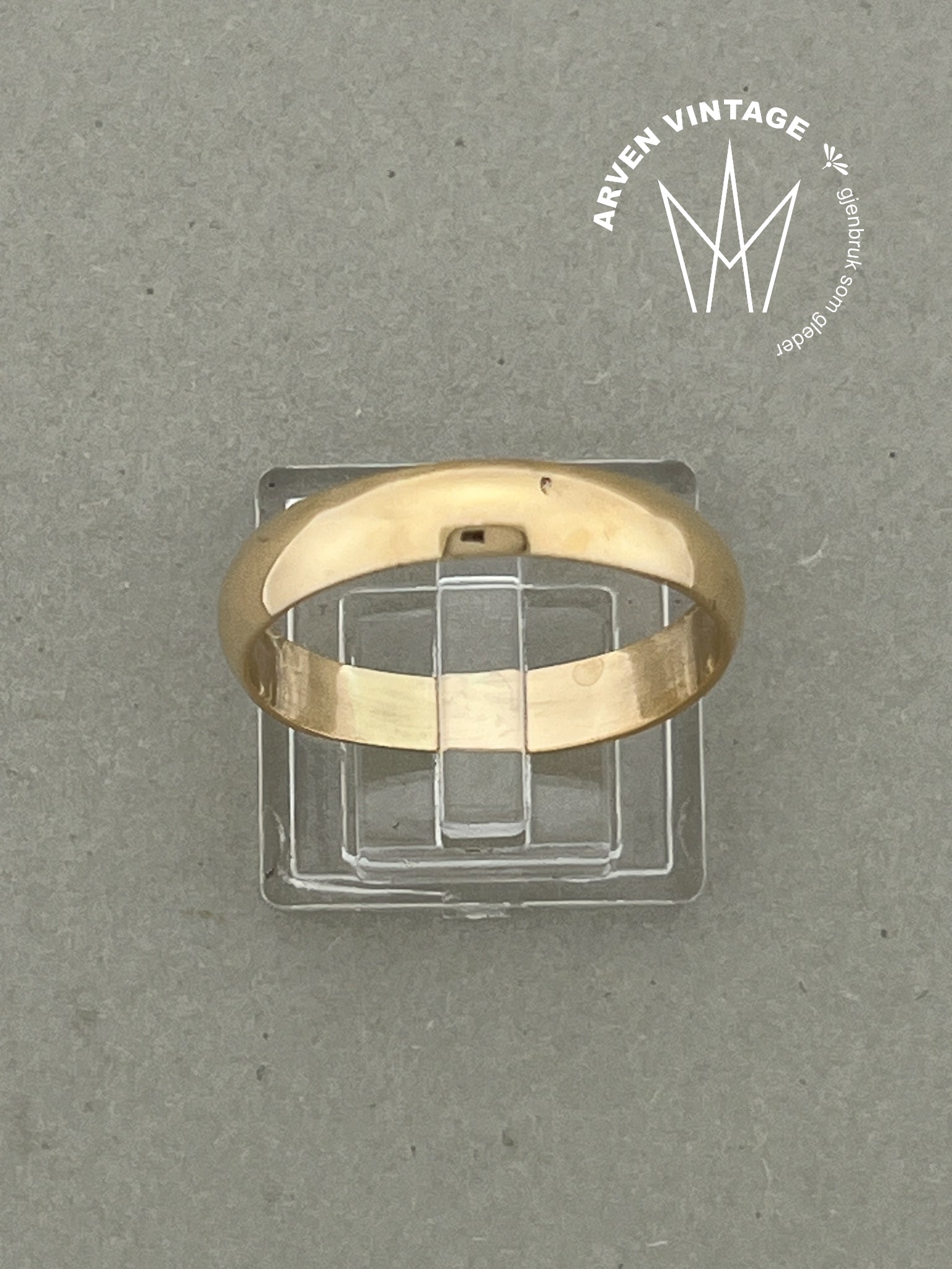 Vintage glatt ring gult gull str 67