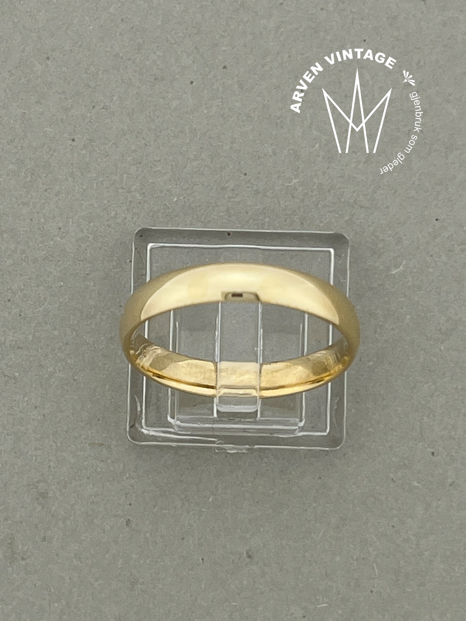 Vintage glatt ring gult gull str 62