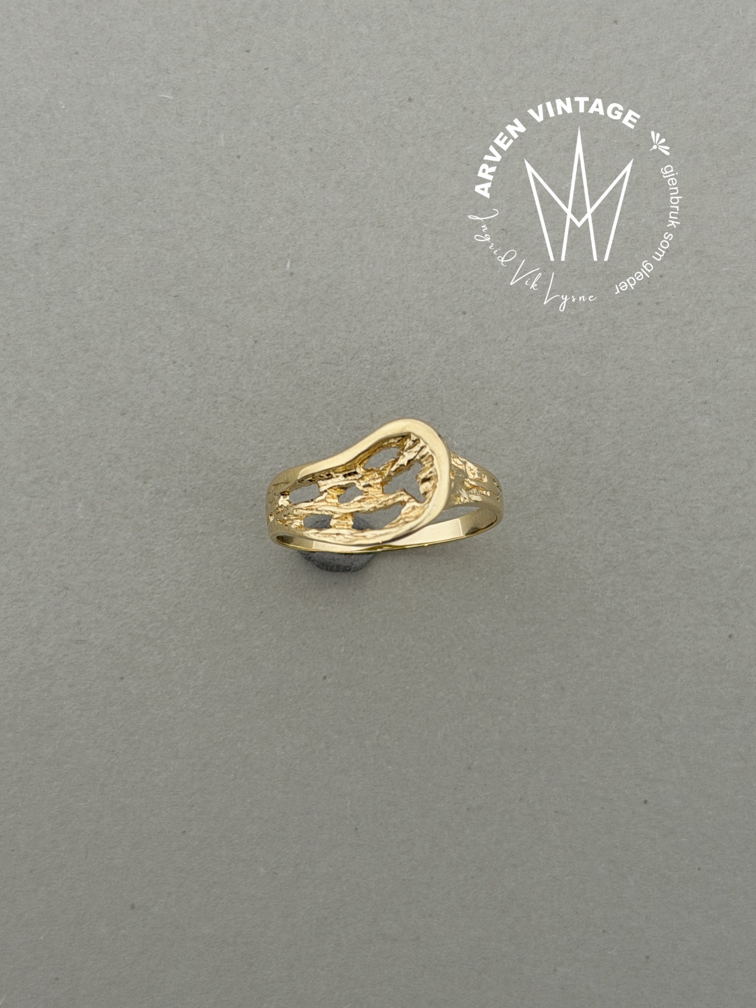 Vintage ring gult gull str 57