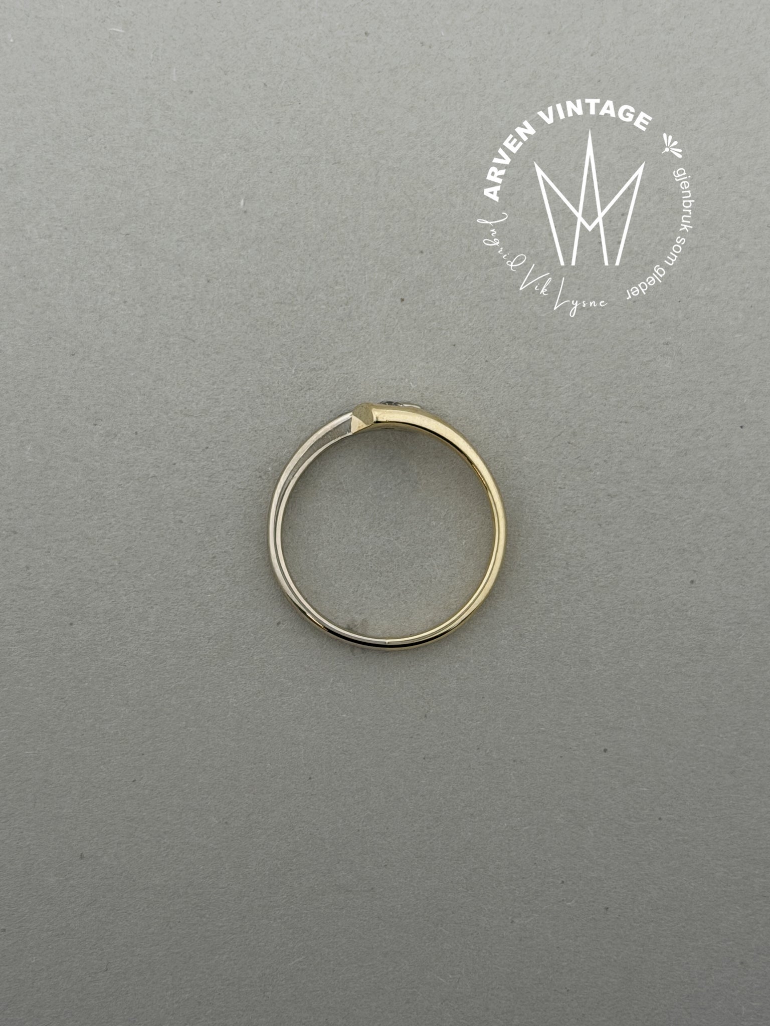 Vintage diamantring gult gull str 55