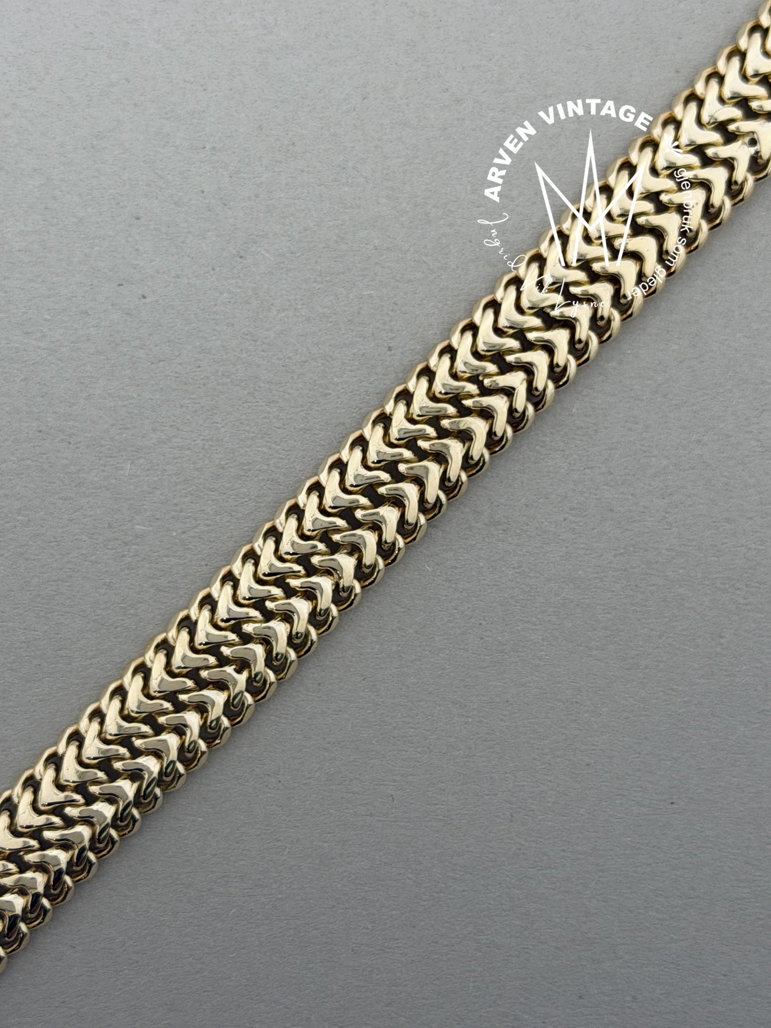 Vintage armbånd gult gull 19cm