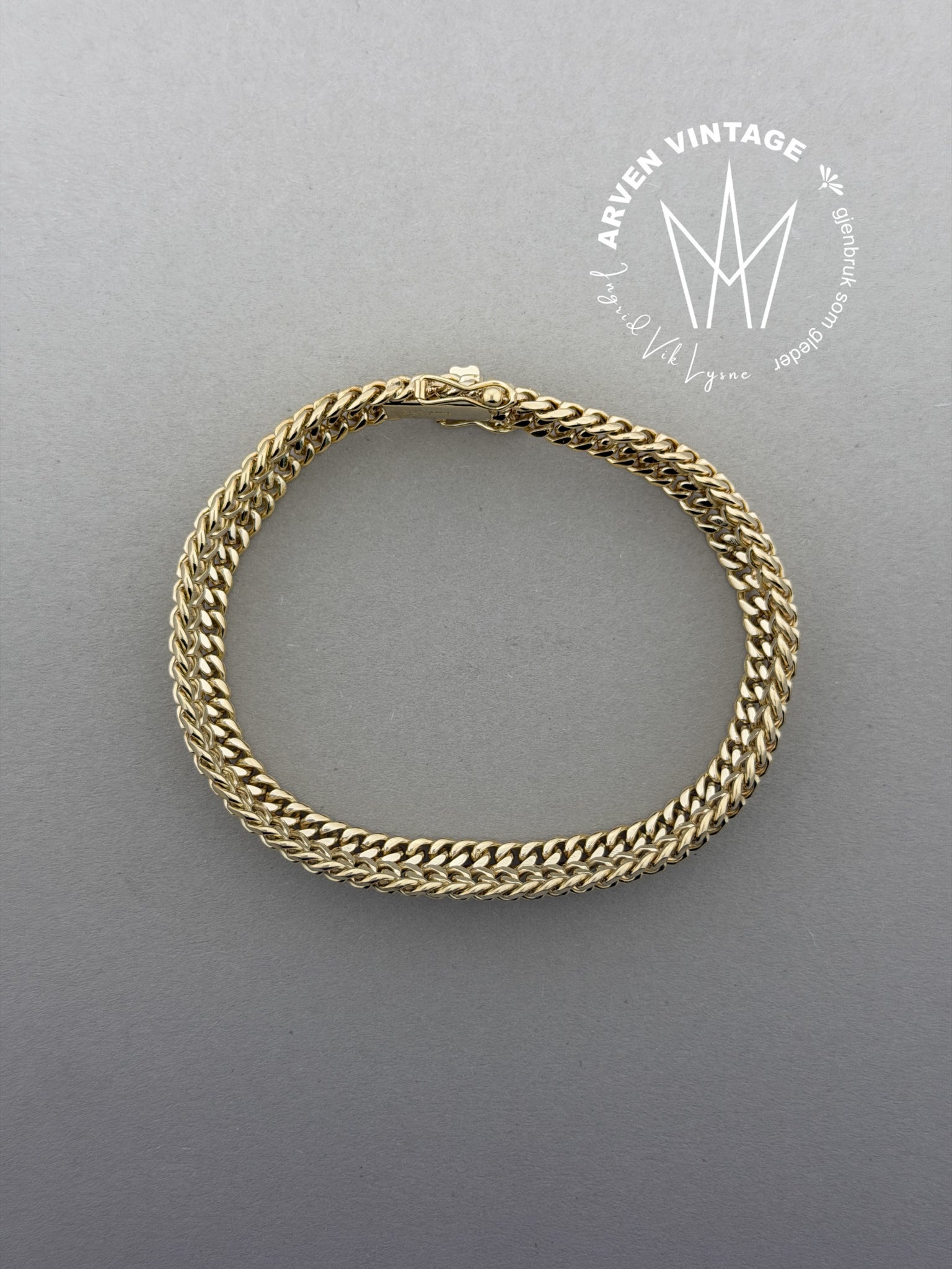 Vintage armbånd gult gull 19cm
