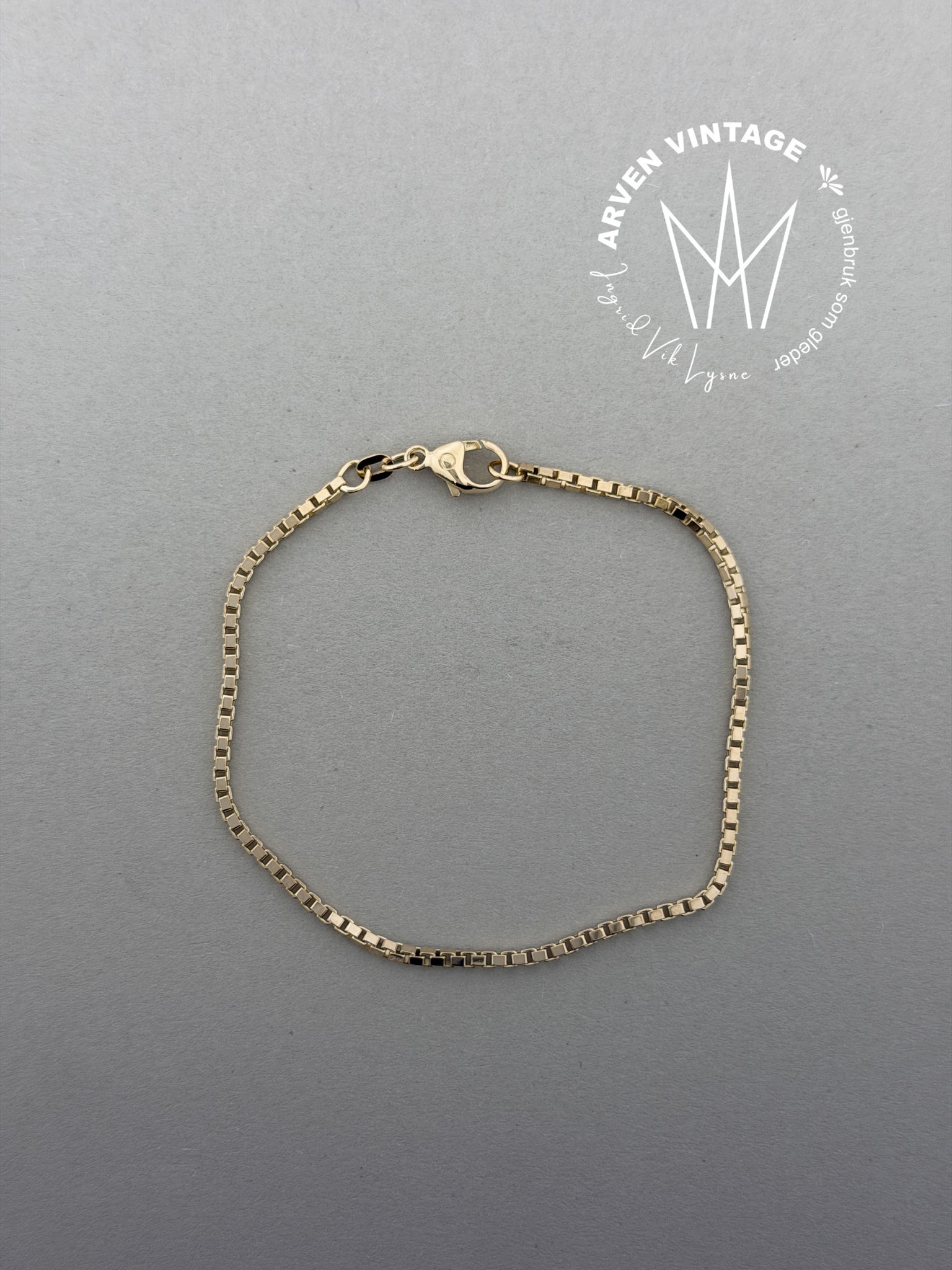 Vintage armbånd gult gull 18,5cm