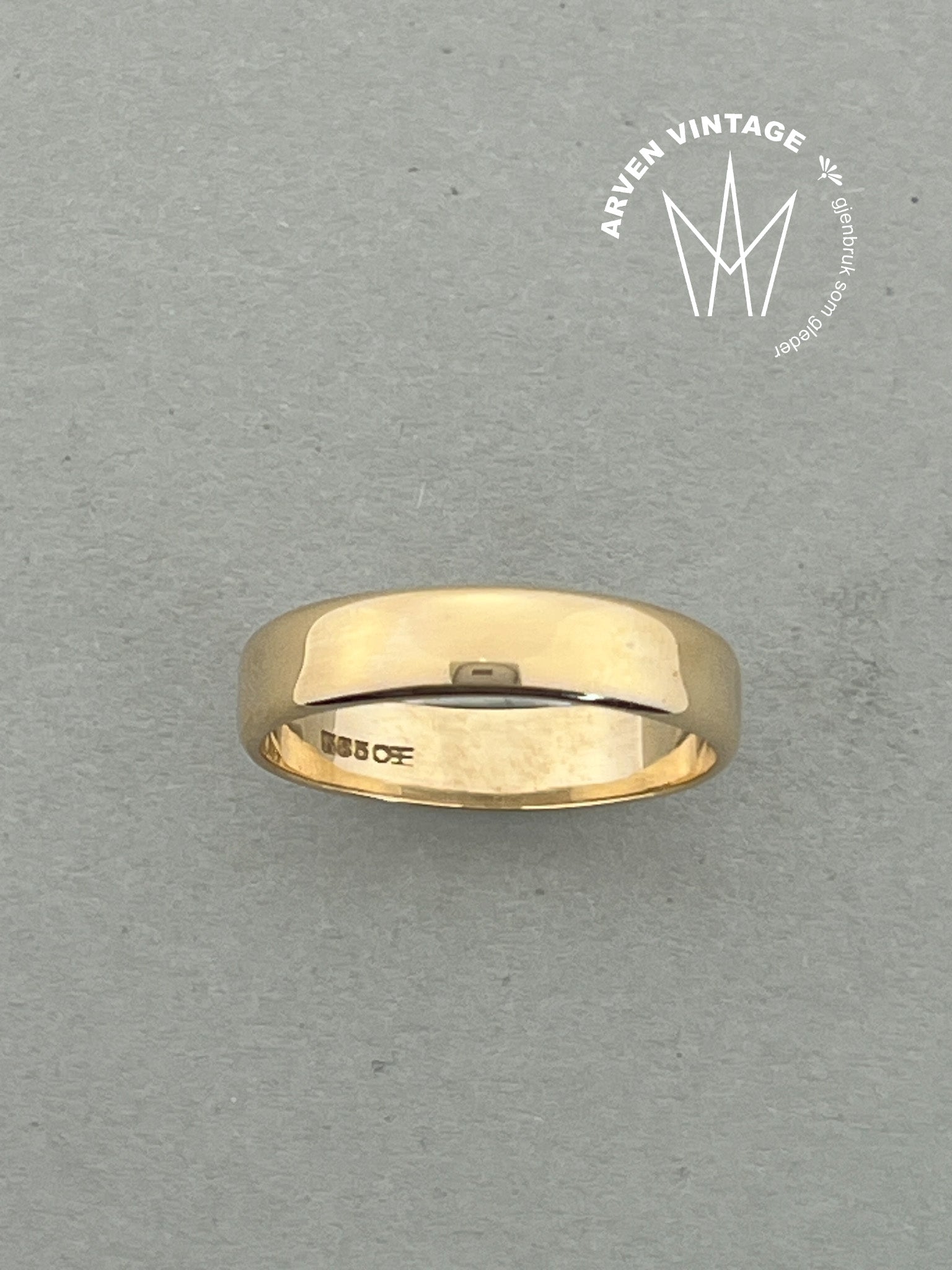 Vintage glatt ring gult gull str 63