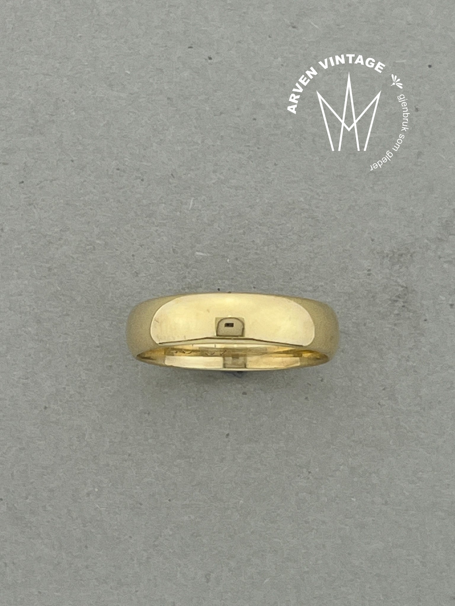 Vintage glatt ring gult gull str 54