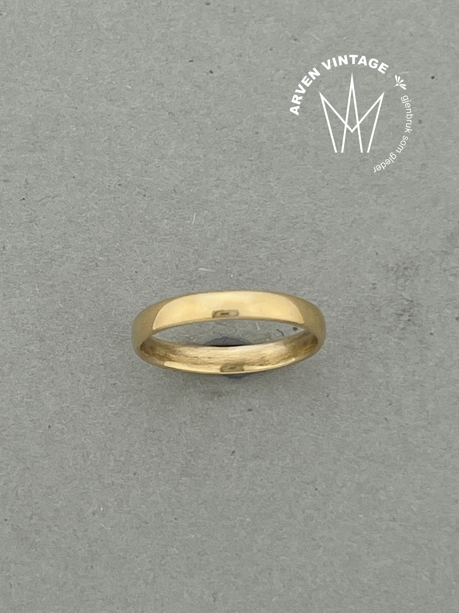Vintage glatt ring gult gull str 50
