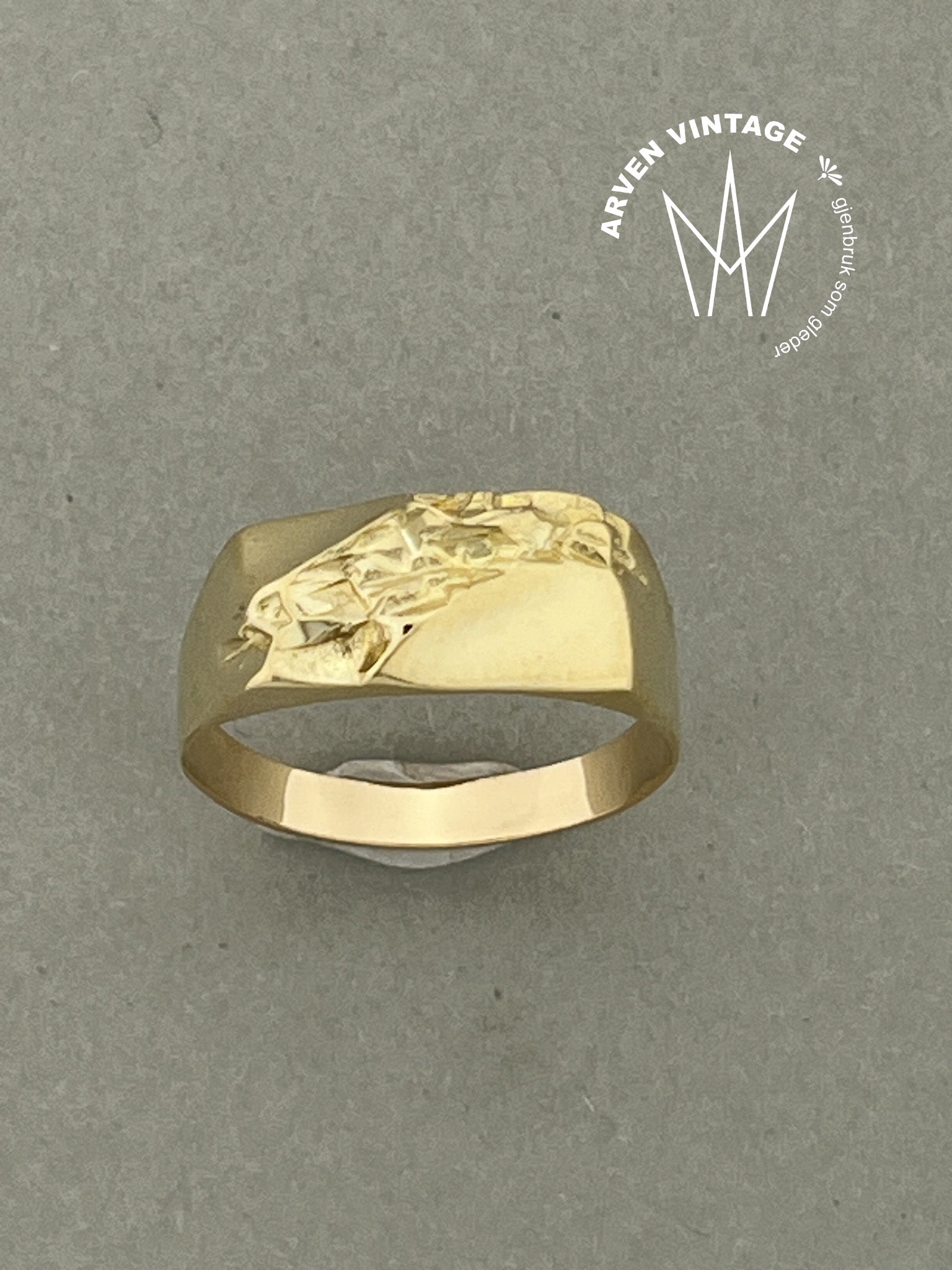 Vintage ring gult gull str 60