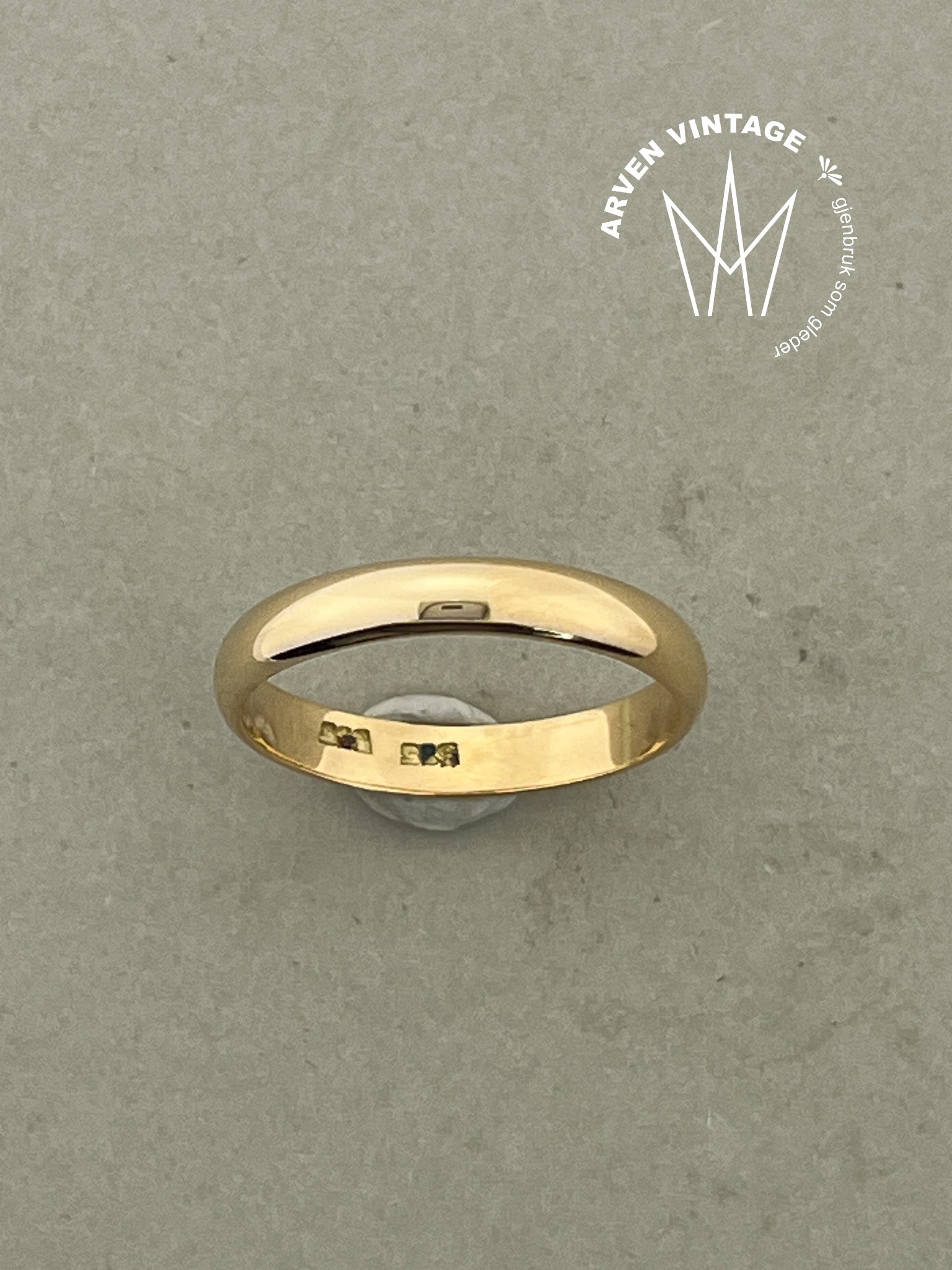 Vintage glatt ring gult gull str 61