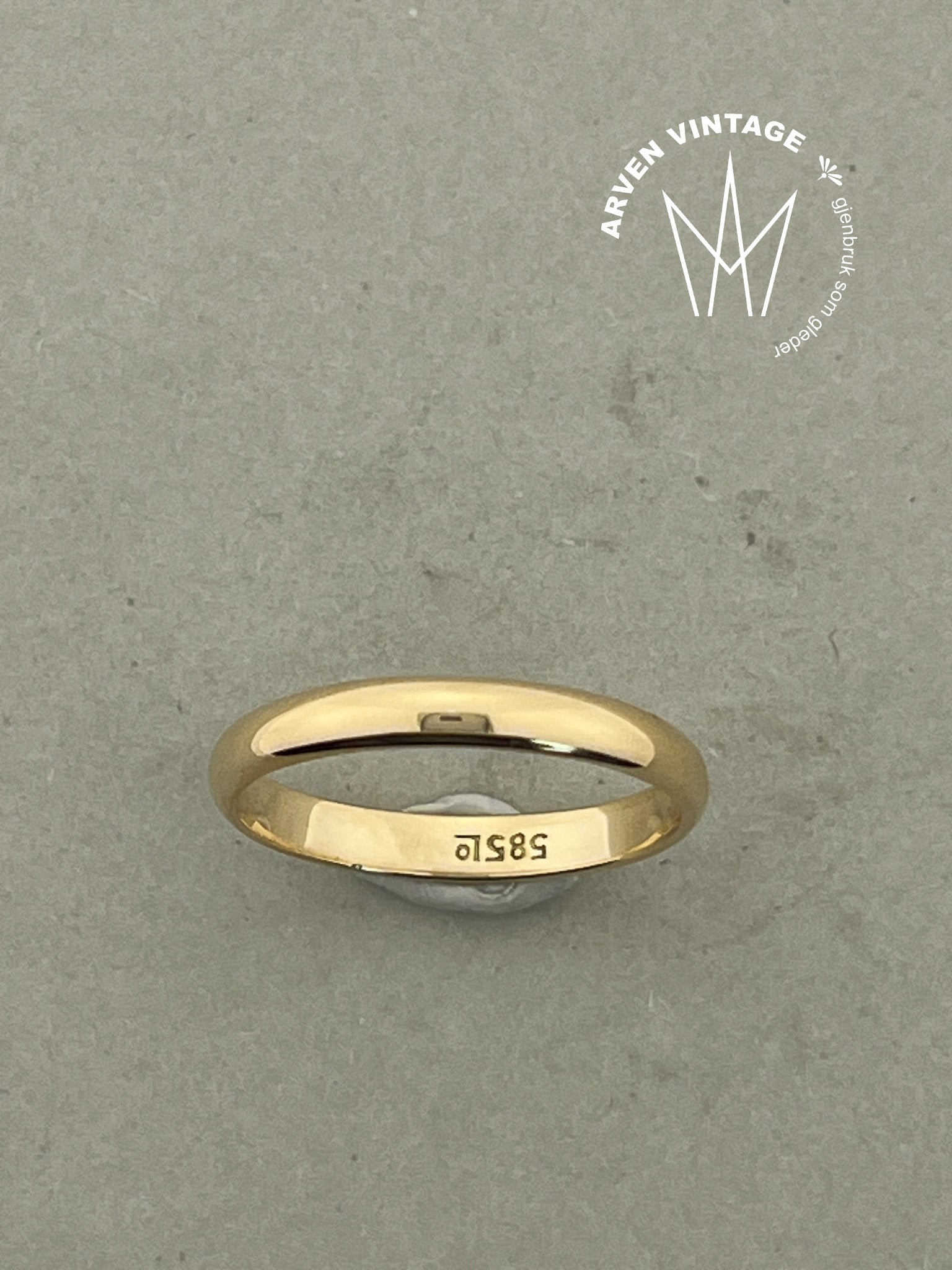 Vintage glatt ring gult gull str61