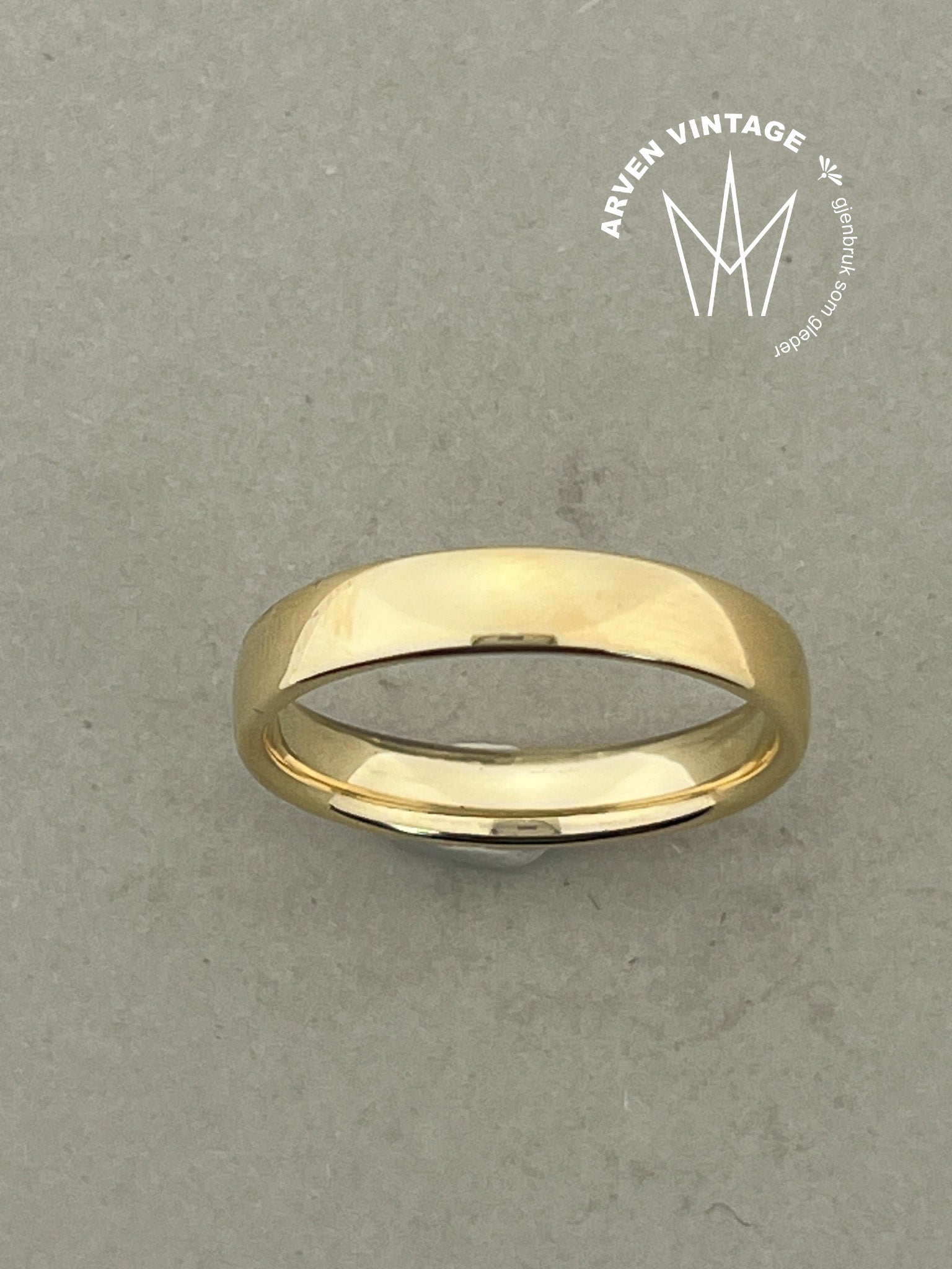 Vintage glatt ring gult gull str69