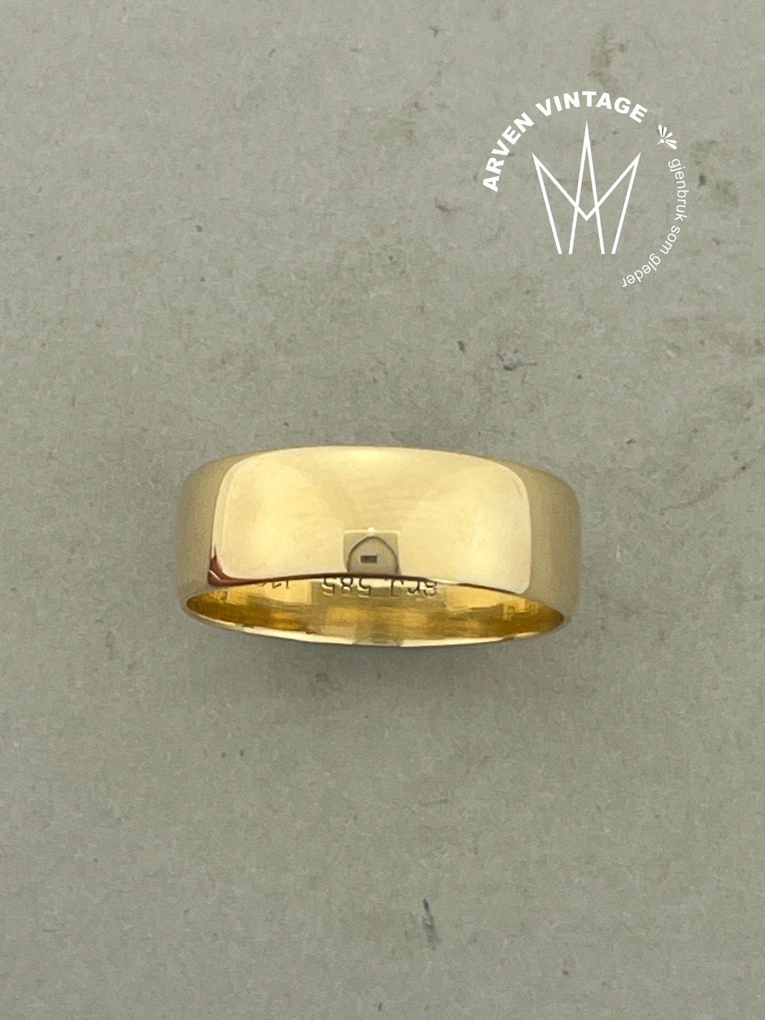 Vintage glatt ring gult gull str64